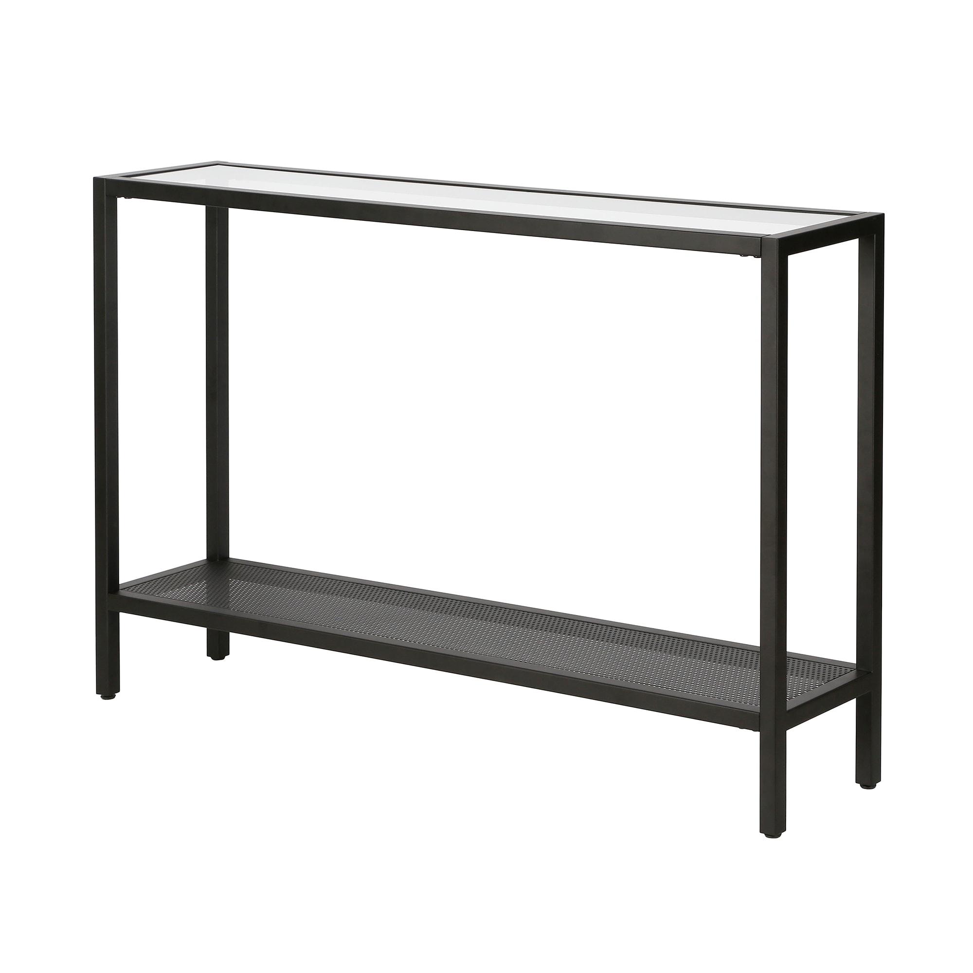 Evelyn&Zoe Rigan 46" Wide Rectangular Console Table, Blackened Bronze