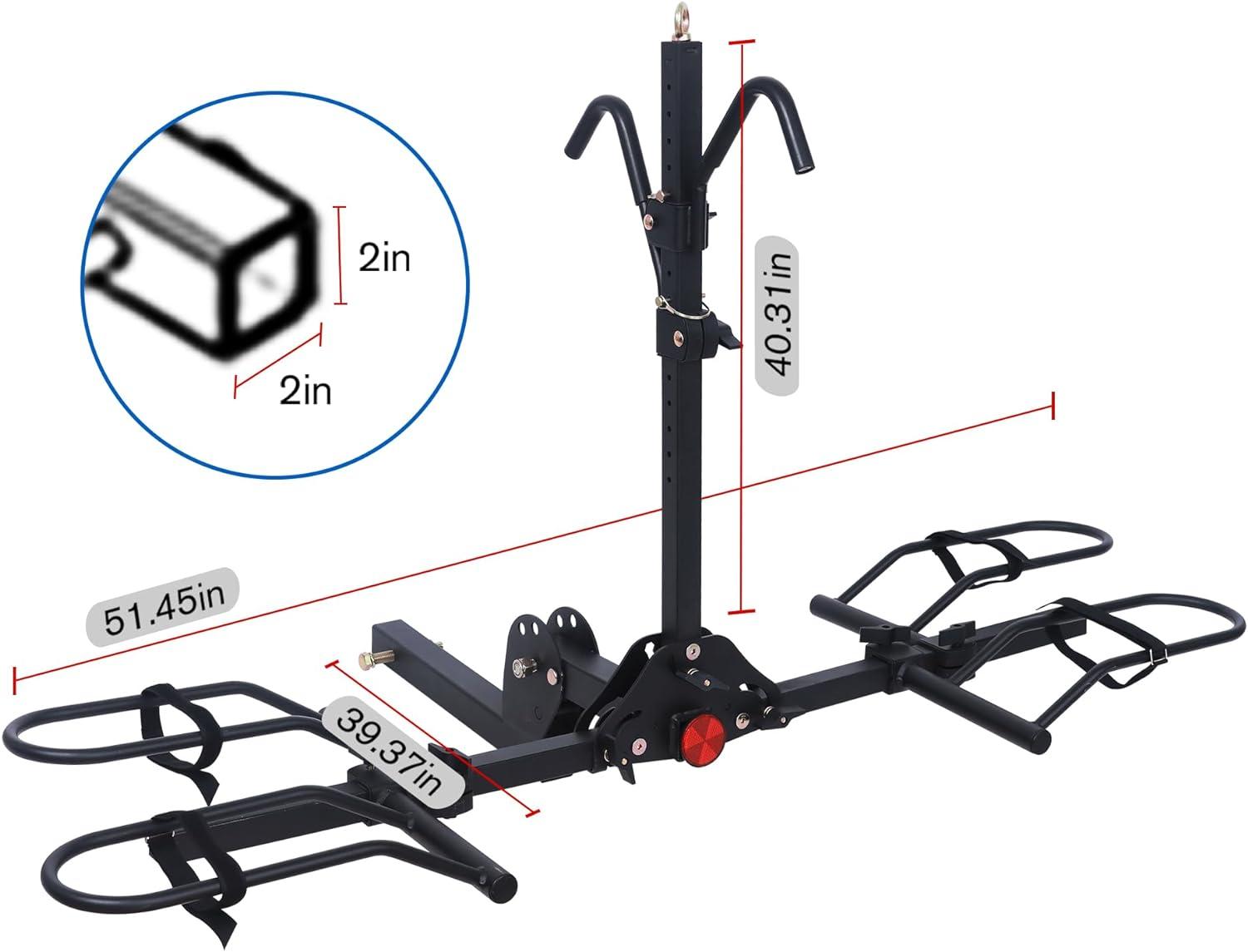 Young Electric Bike Rack 200lb Capacity Alloy Steel Hitch Mount Style for Cars Trucks SUVs RV, fits Bikes with up to 5-inch Fat Tire Carrier Rack, with 2'' Receiver