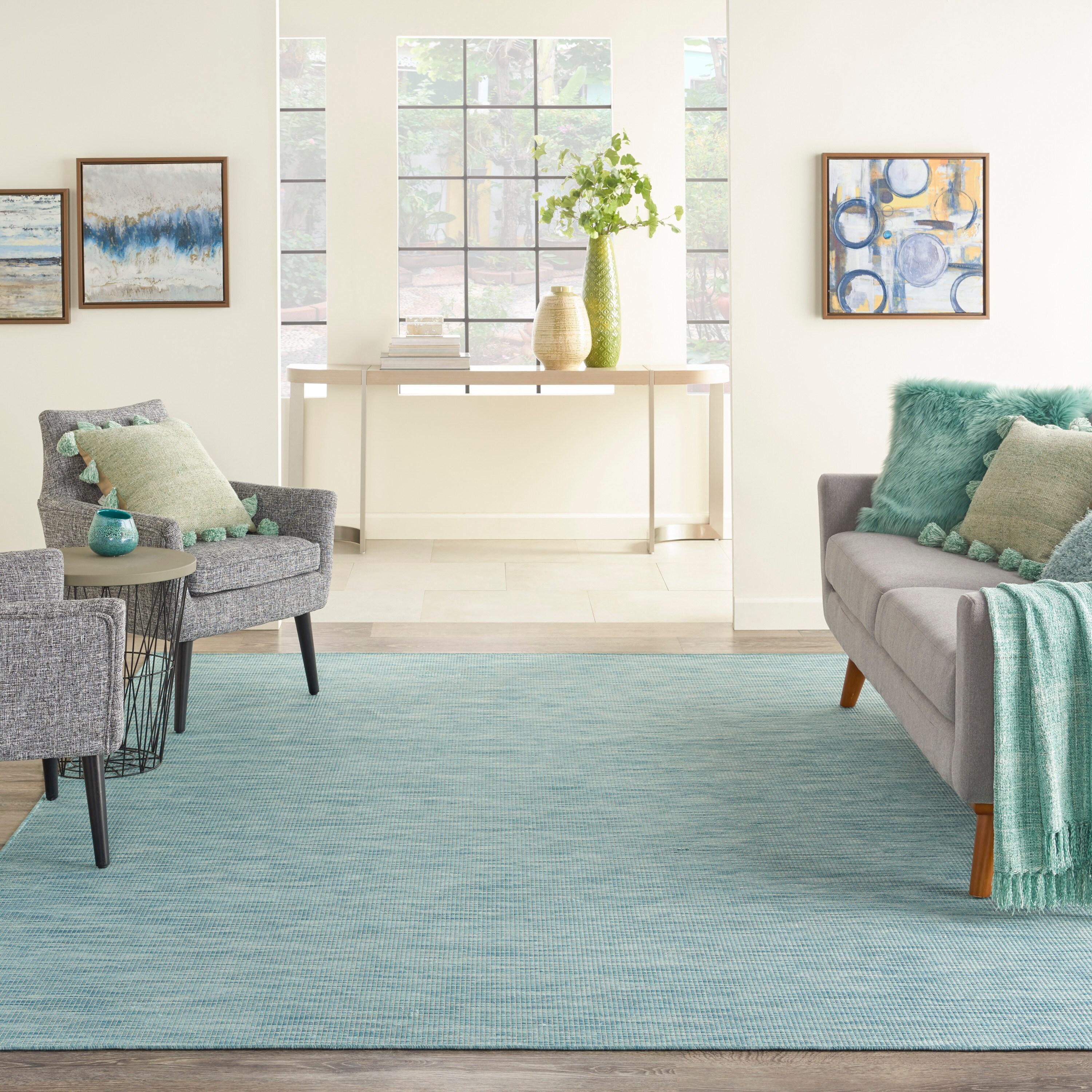 Nourison Positano POS01 Indoor/outdoor Area Rug - Aqua 7' x 10'