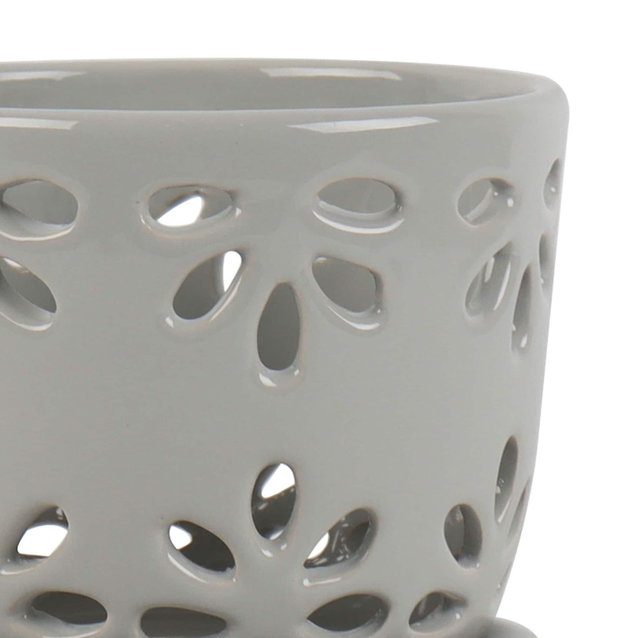 allen + roth Round 6.02-in W x 5.31-in H x 6.02-in D Gray Ceramic Indoor Orchid basket