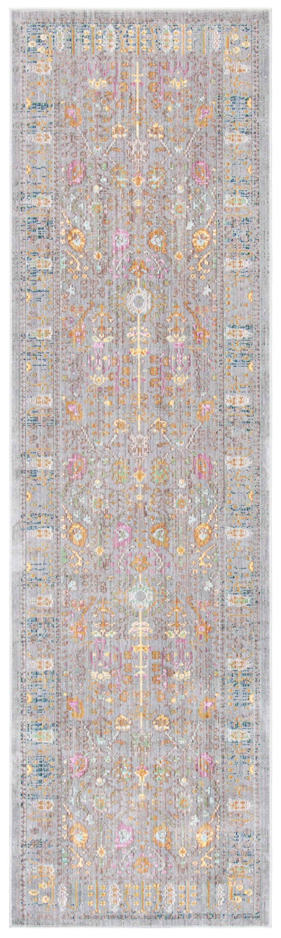 Valencia VAL108 Power Loomed Indoor Runner Rug - Grey/Multi - 2'3"x12' - Safavieh