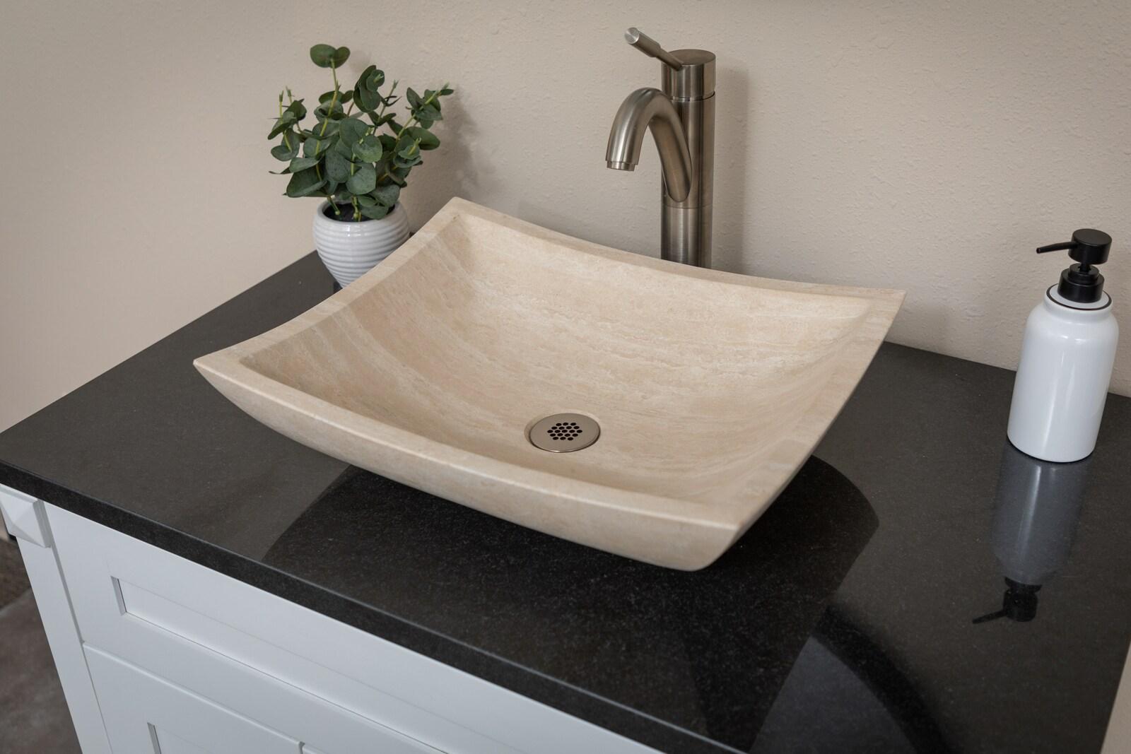 Eden Bath Zen 14.75'' Beige Stone Rectangular Bathroom Sink