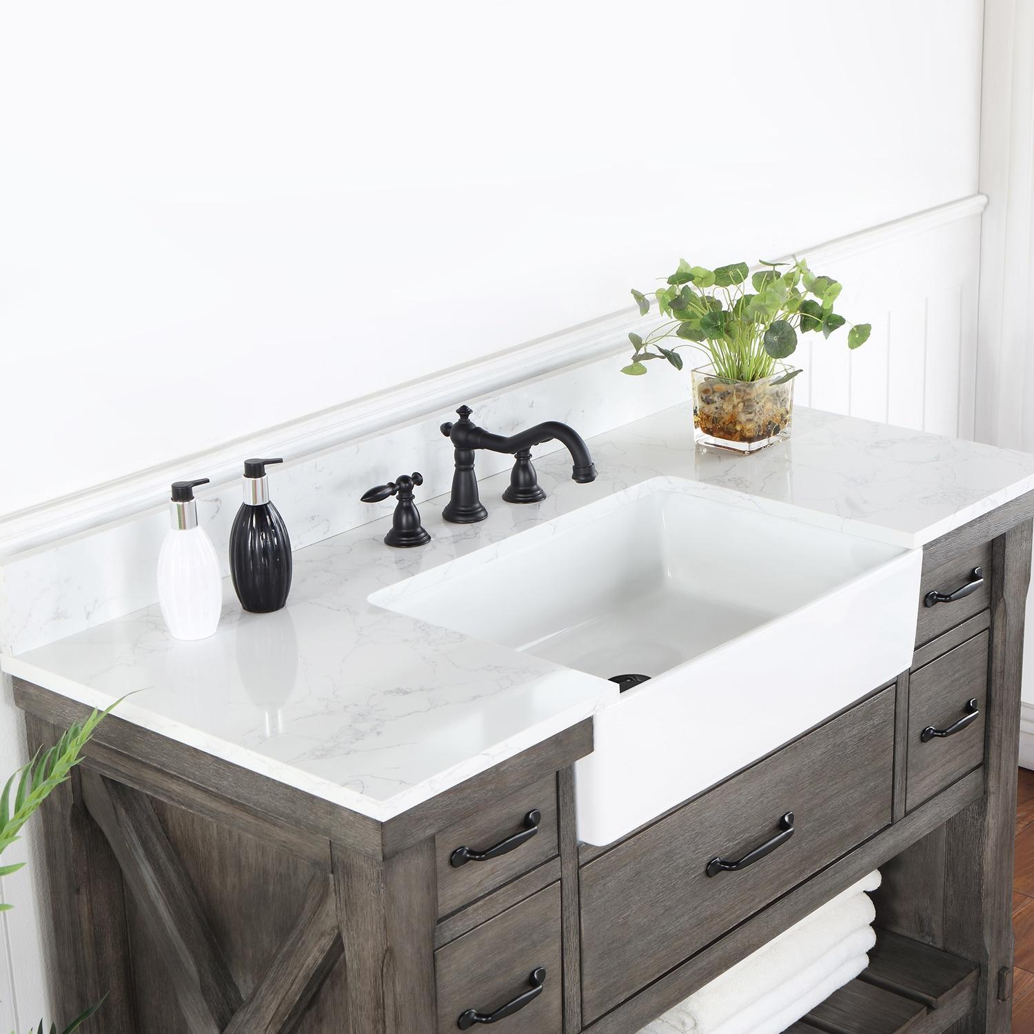 Villareal 48" Single Bath Vanity in Classical Gray with White Farmhouse Basin
