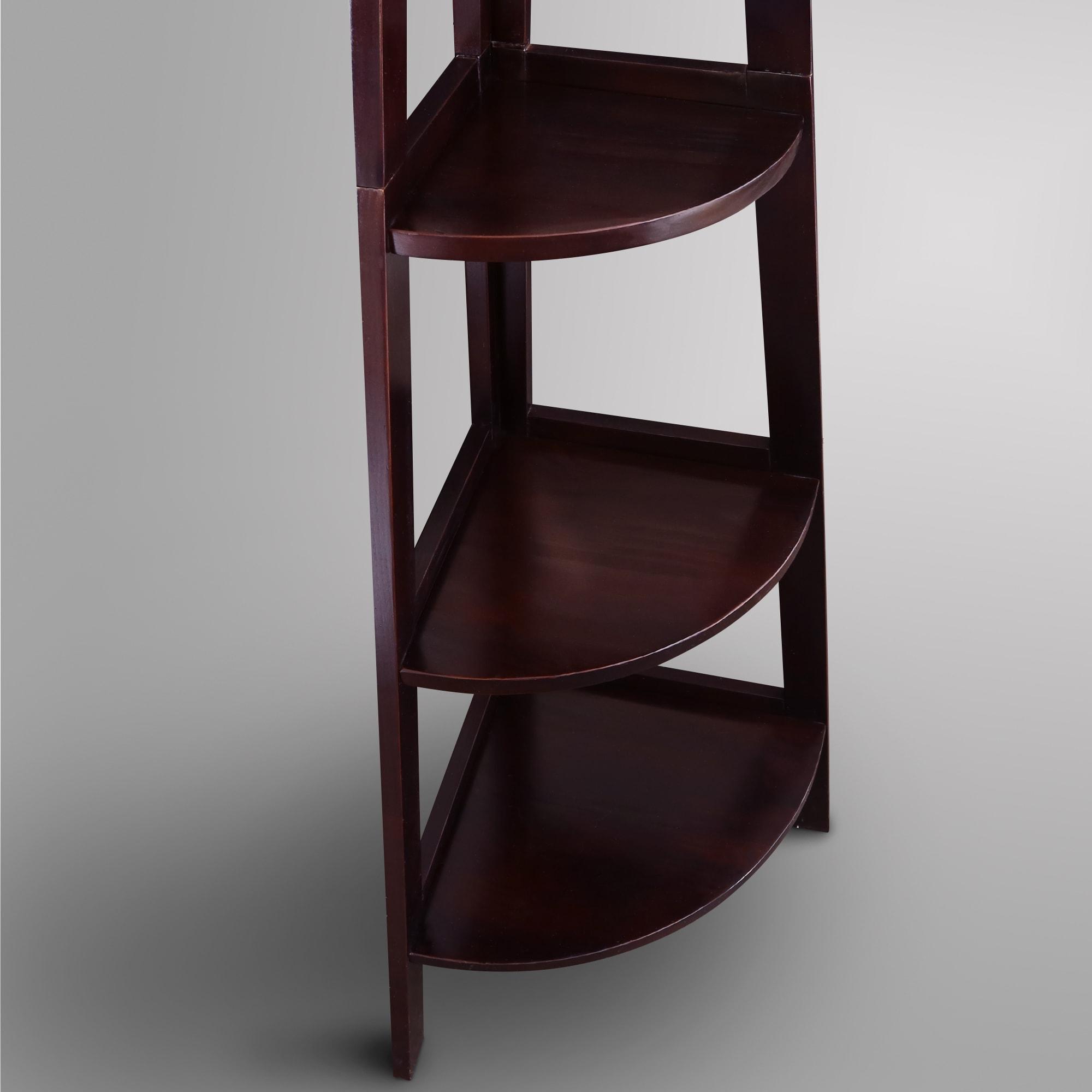 Casual Home 5-Shelf Corner Ladder Bookcase-Finish:Espresso