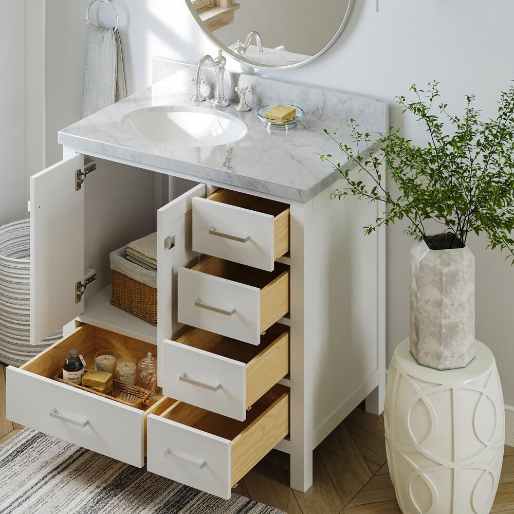 Ariel A037s-L-Bc Cambridge 36" Single Free Standing Wood Vanity Cabinet Only - White
