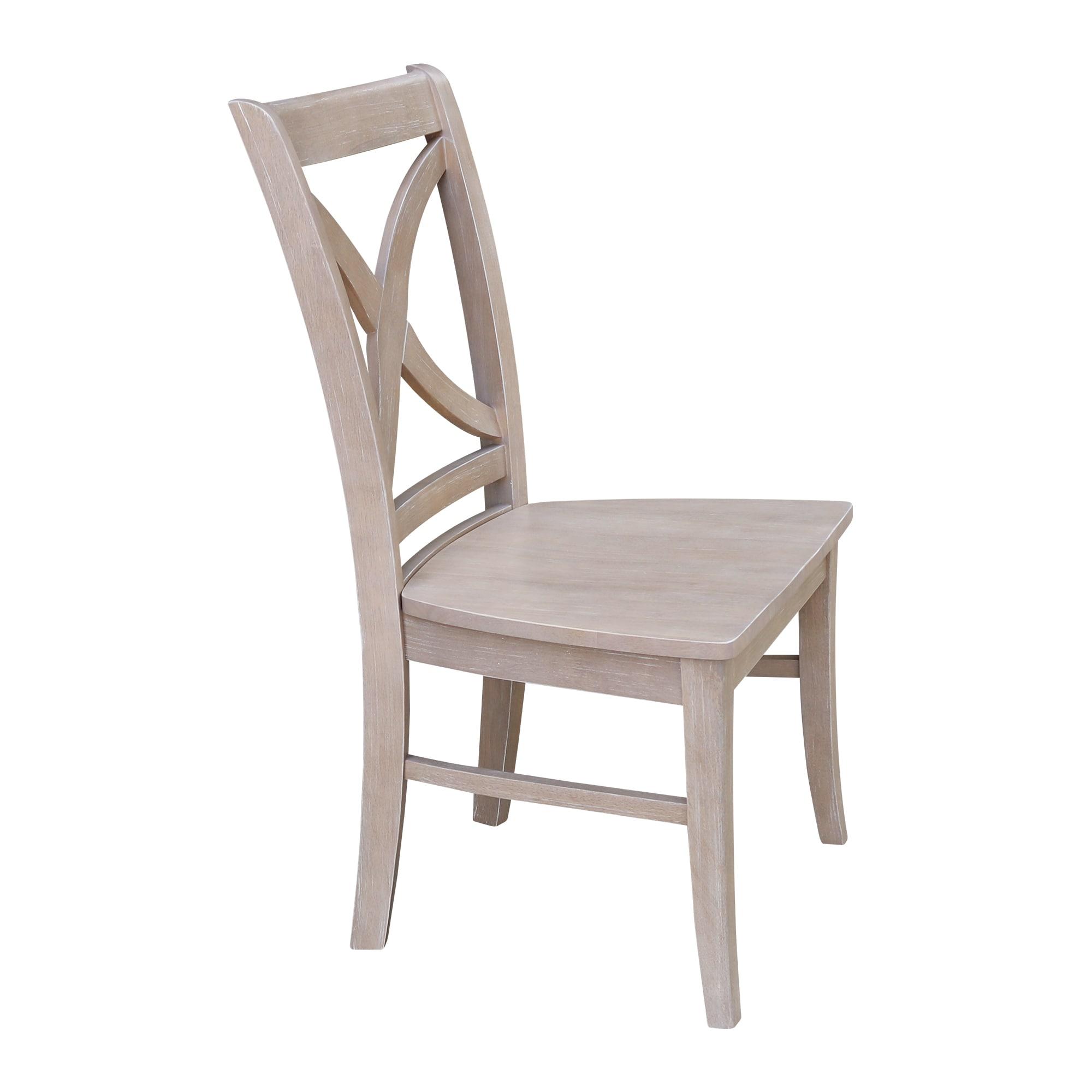 Solid Wood Cross Back Side Chair in Taupe (Set of 2)