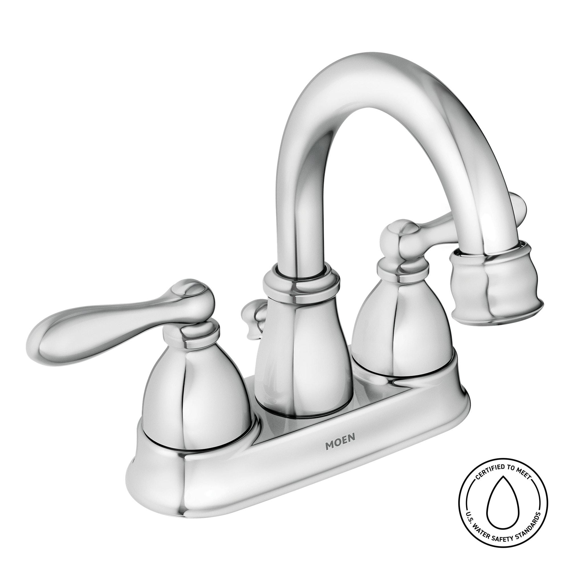Moen Caldwell Chrome 4-in centerset 2-Handle WaterSense Bathroom Sink Faucet with Drain