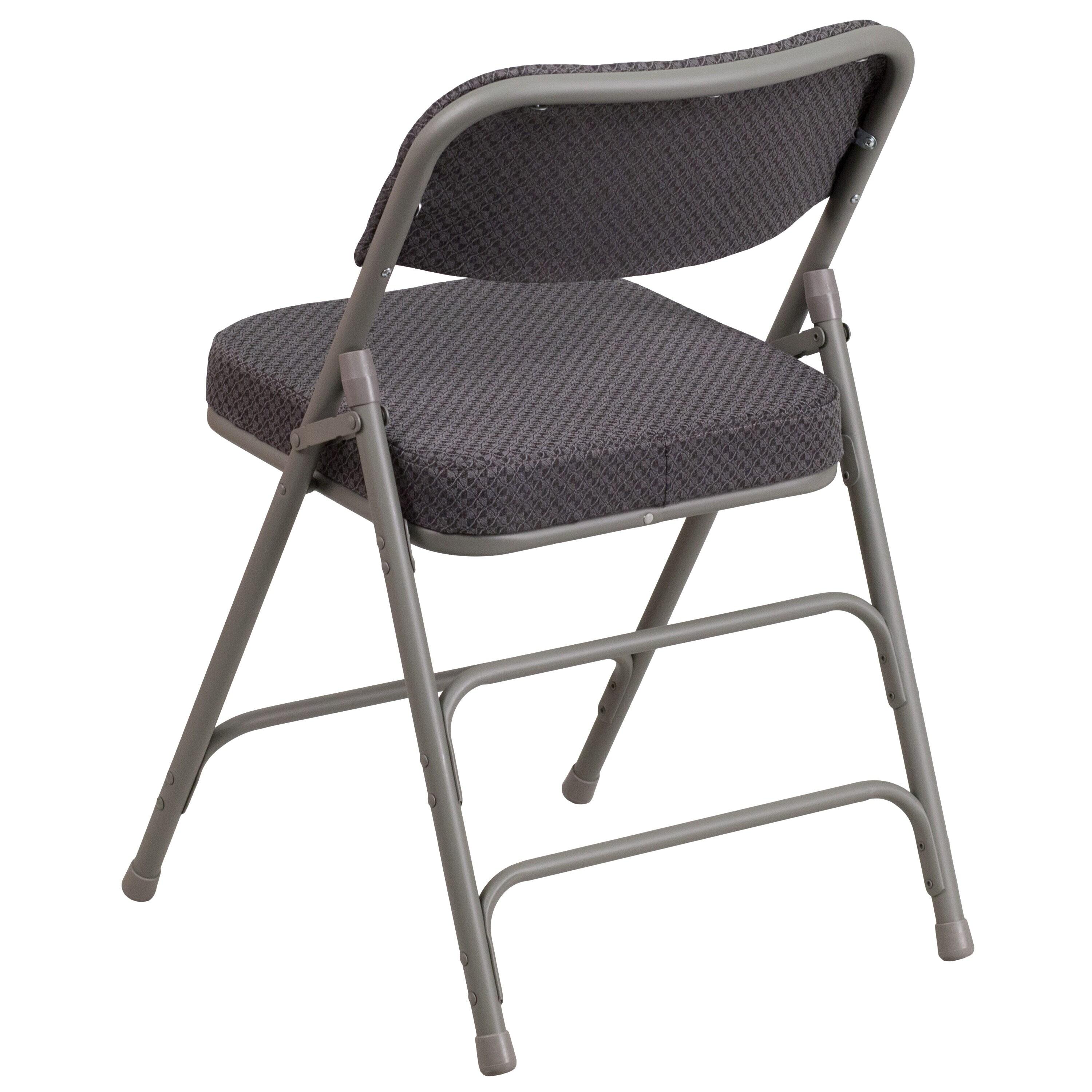 Flash Furniture 2 Pack HERCULES Series Premium Curved Triple Braced & Double Hinged Gray Fabric Metal Folding Chair