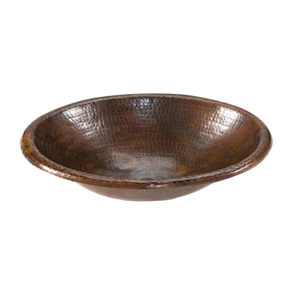 17" Oval Self Rimming Hammered Copper Bathroom Sink