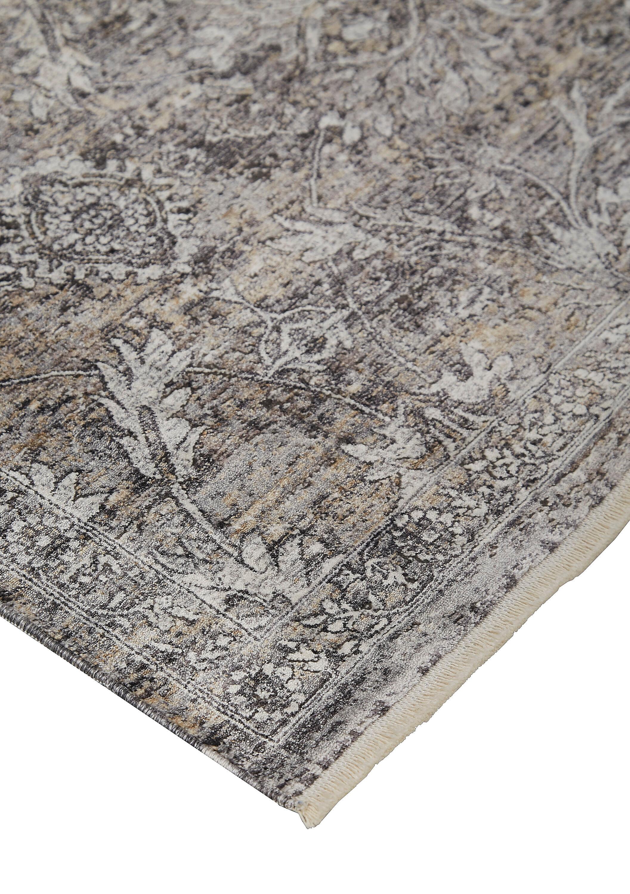 Sarrant Transitional Medallion Gray/Ivory/Tan Area Rug