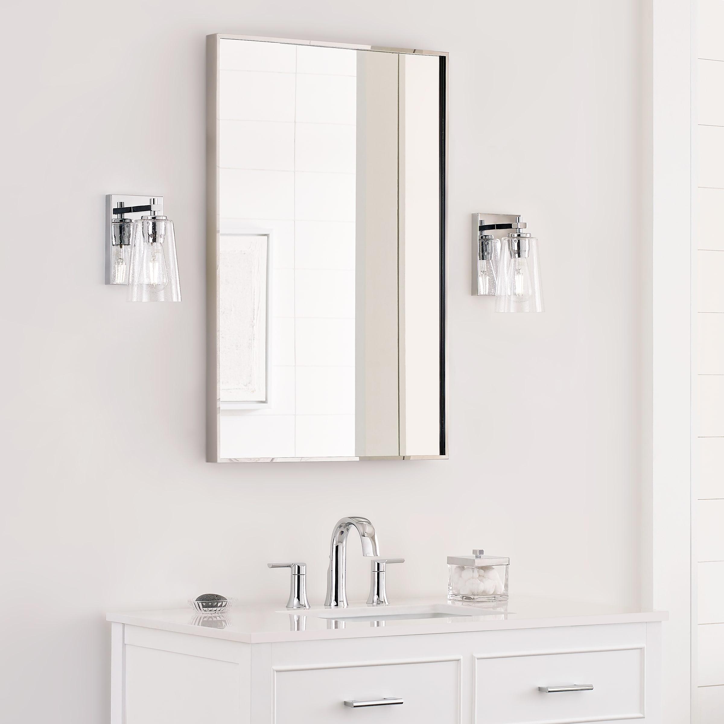 Chrome Clear Seeded Glass Round Wall Sconce, 1-Light