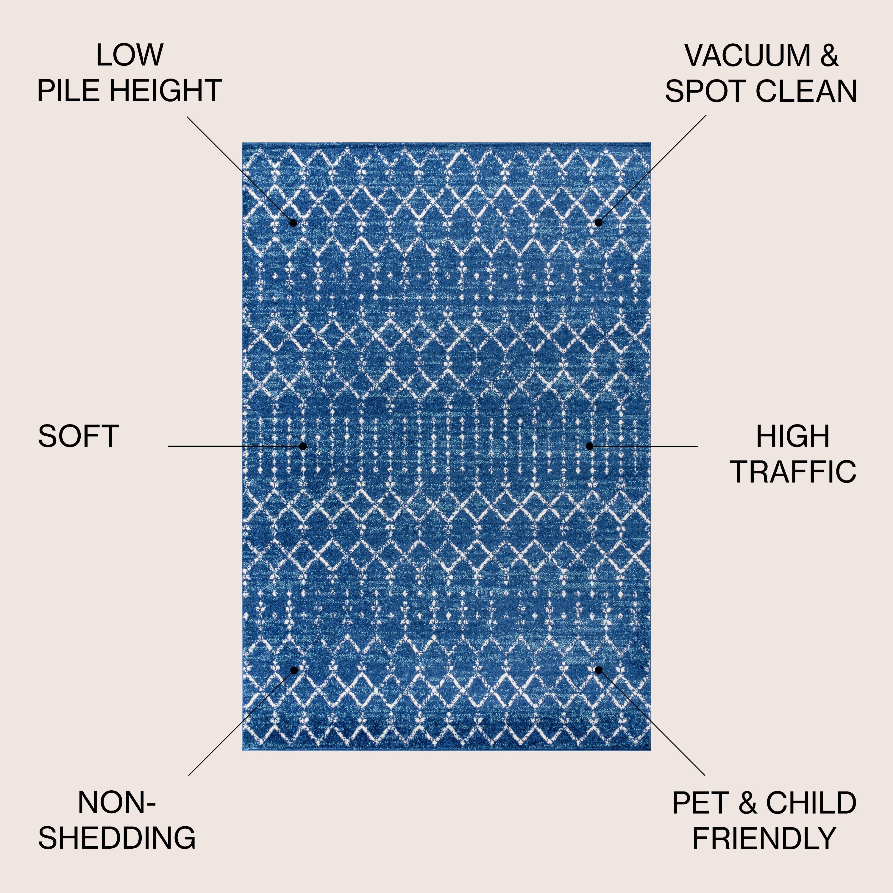 JONATHAN Y Moroccan HYPE Boho Vintage Diamond Blue/White 4 ft. x 6 ft. Area Rug