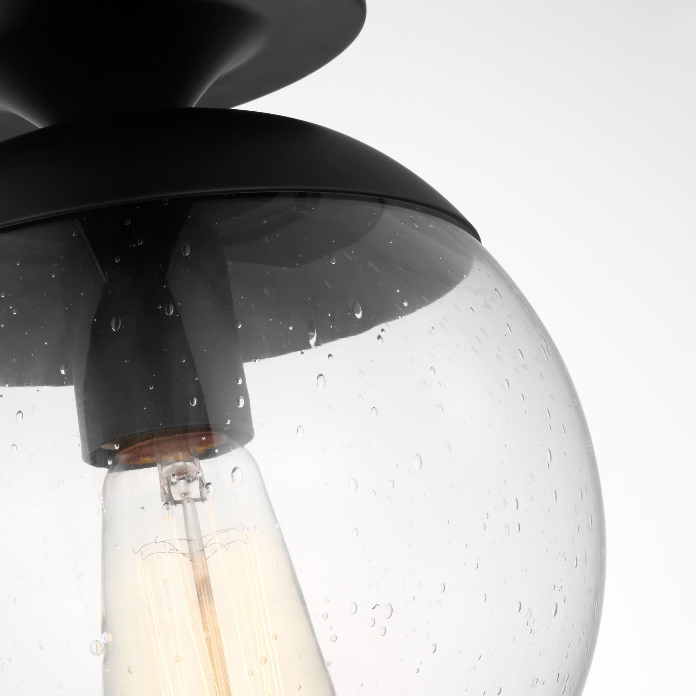 Midnight Black Globe Semi Flush Mount with Clear Seeded Glass