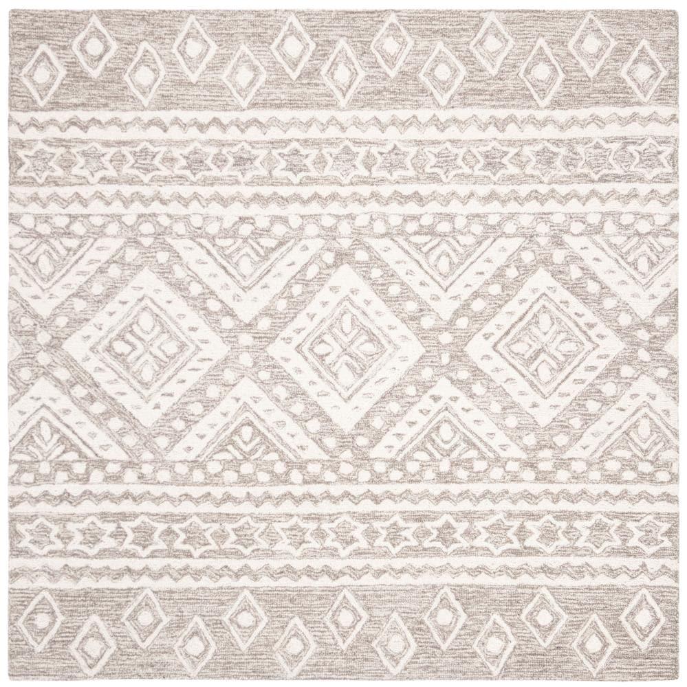 Micro-Loop MLP501 Hand Tufted Indoor Area Rug - Dark Grey/Ivory - 5'x5' - Safavieh