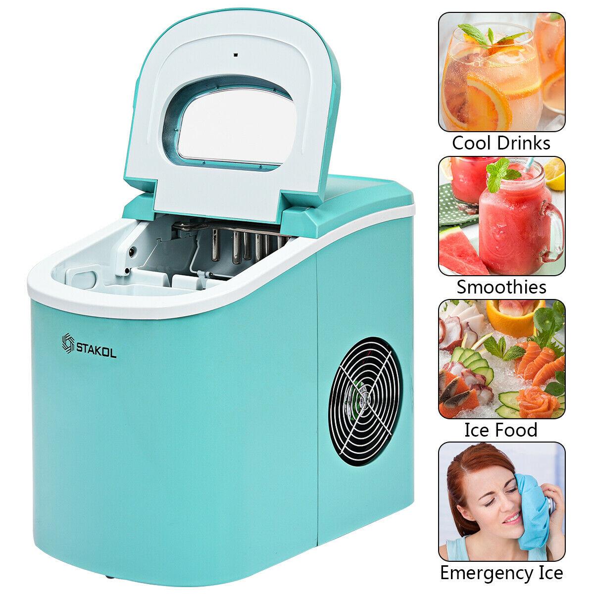 Stakol Portable Compact Electric Ice Maker Machine Mini Cube 26lb/Day Mint Green
