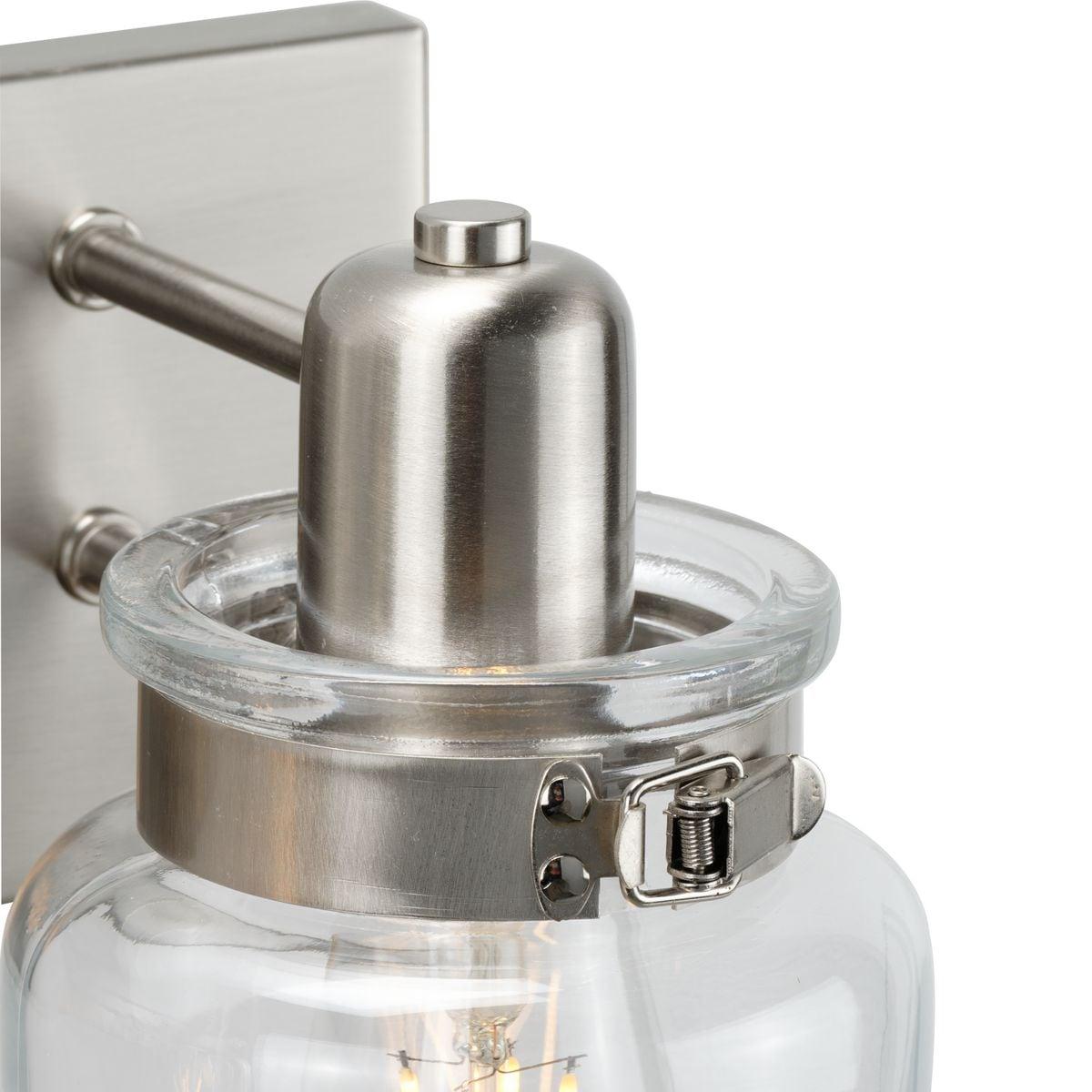 Progress Lighting Calhoun 4-Light Bath Vanity, Brushed Nickel, Clear Glass Shade