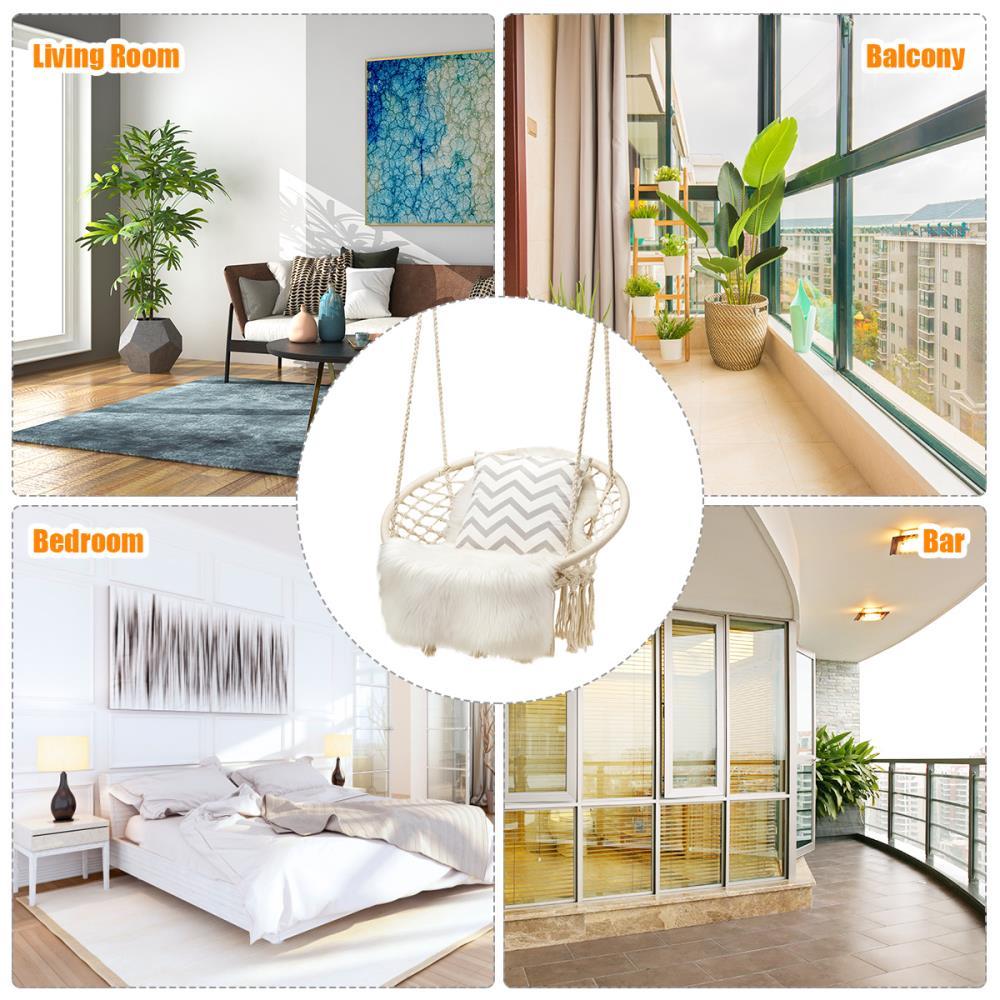 Costway Hanging Hammock Chair Macrame Swing Handwoven Cotton Backrest Garden