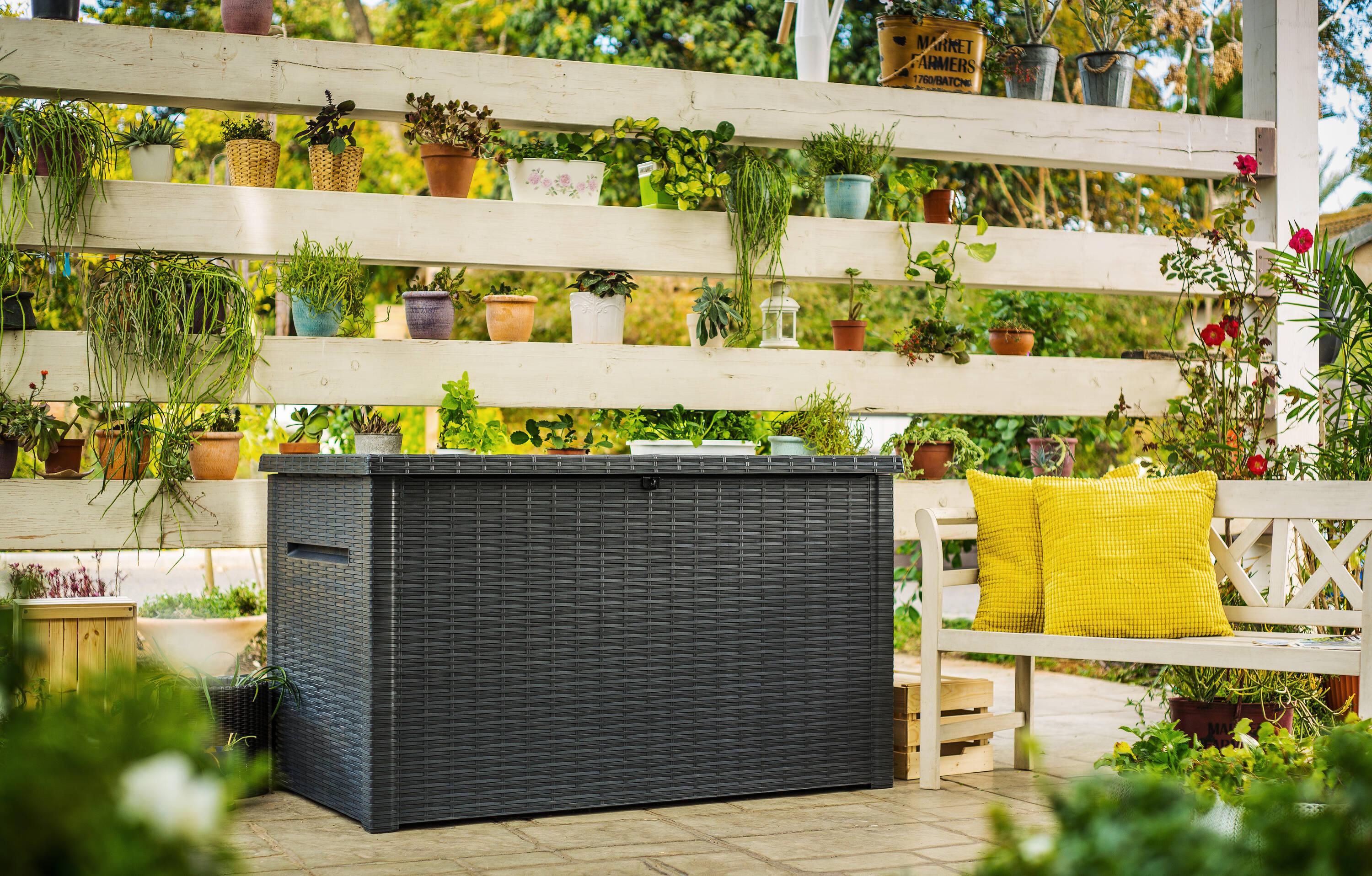 Keter Keter Java 230 Gallon XXL Durable Resin Outdoor Storage and Organization Deck Box Ideal For Garden Patio Furniture and Supplies