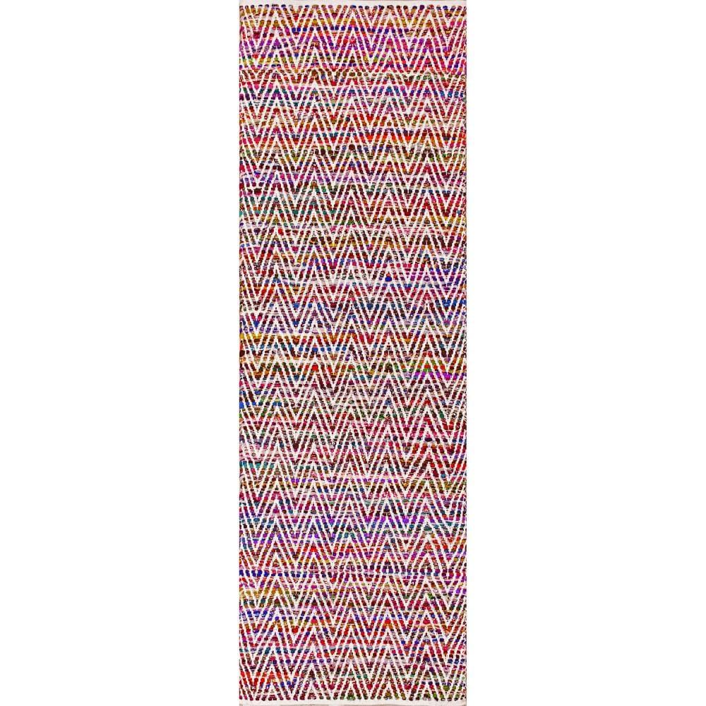 nuLOOM Rochell Handwoven Chevron Runner Rug, 2' 6" x 10', Magenta