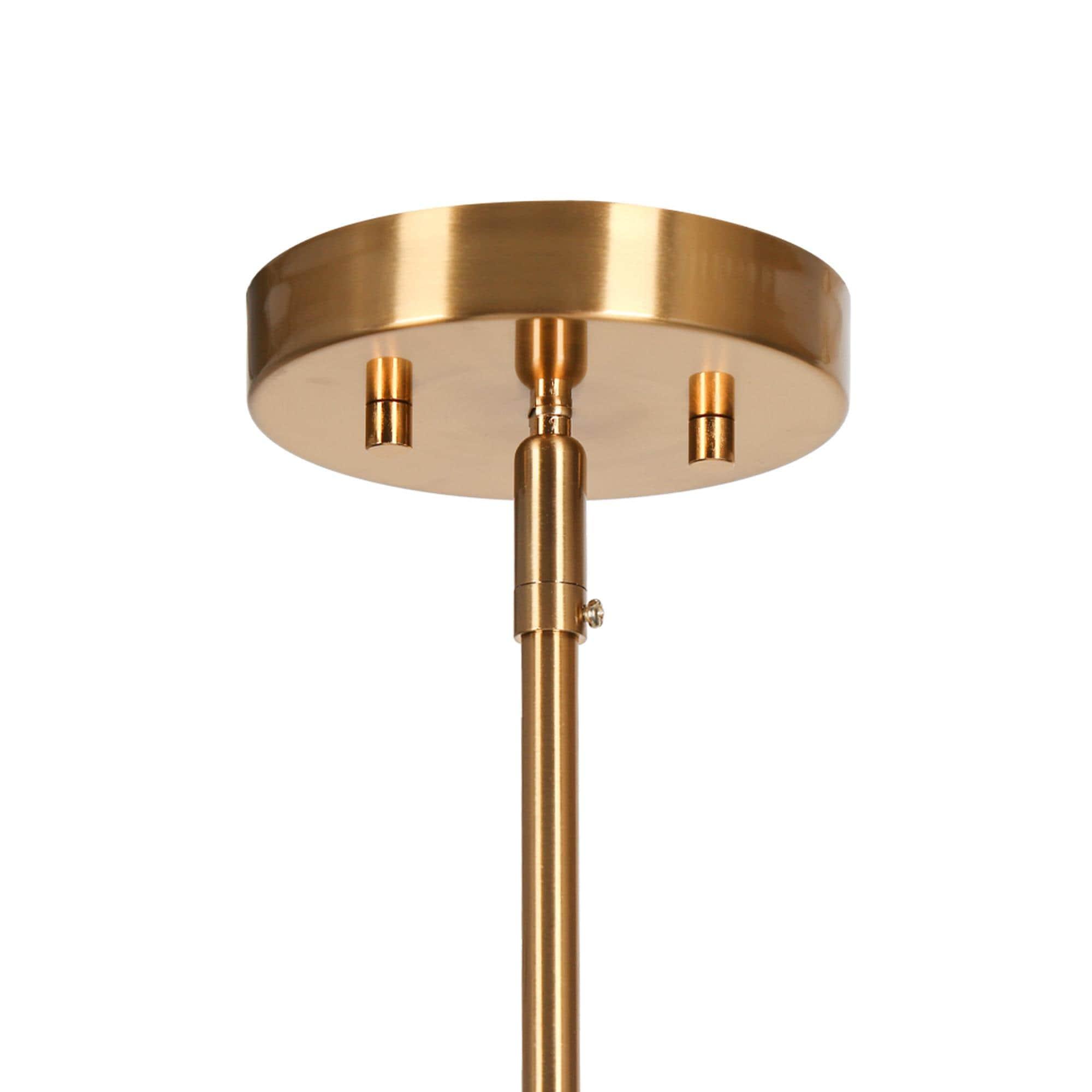 LNC Capensis 1-Light Matte Black and Polished Gold Clear Glass Globe LED Mini Indoor Kitchen Island Light: UL Listed, Adjustable Height