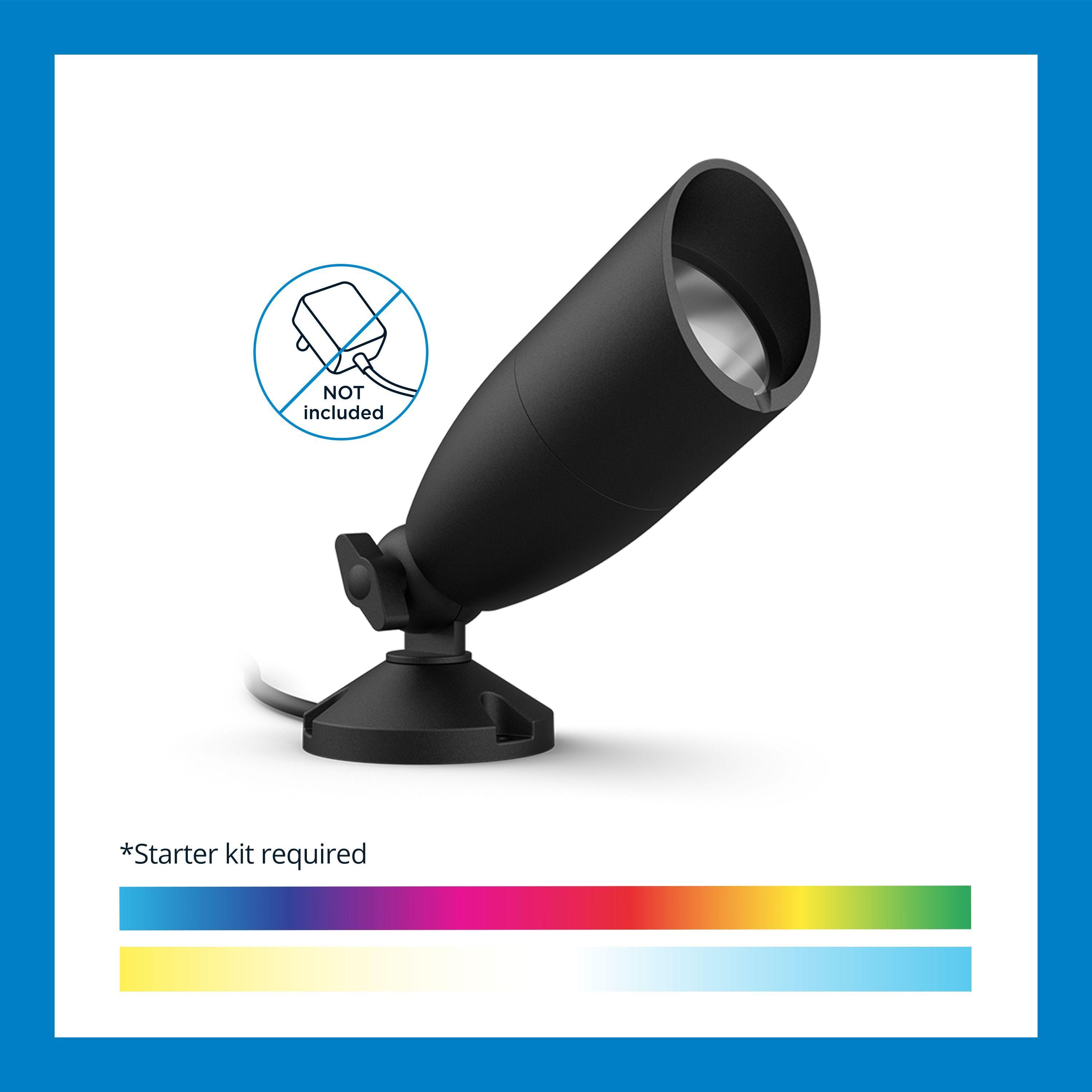 WiZ Connected LED Color Changing Outdoor Spotlight Extension - Starter Kit Required - Weatherproof - Control with WiZ App - Works with Google Home, Alexa, and Siri Shortcuts - 2 Pack