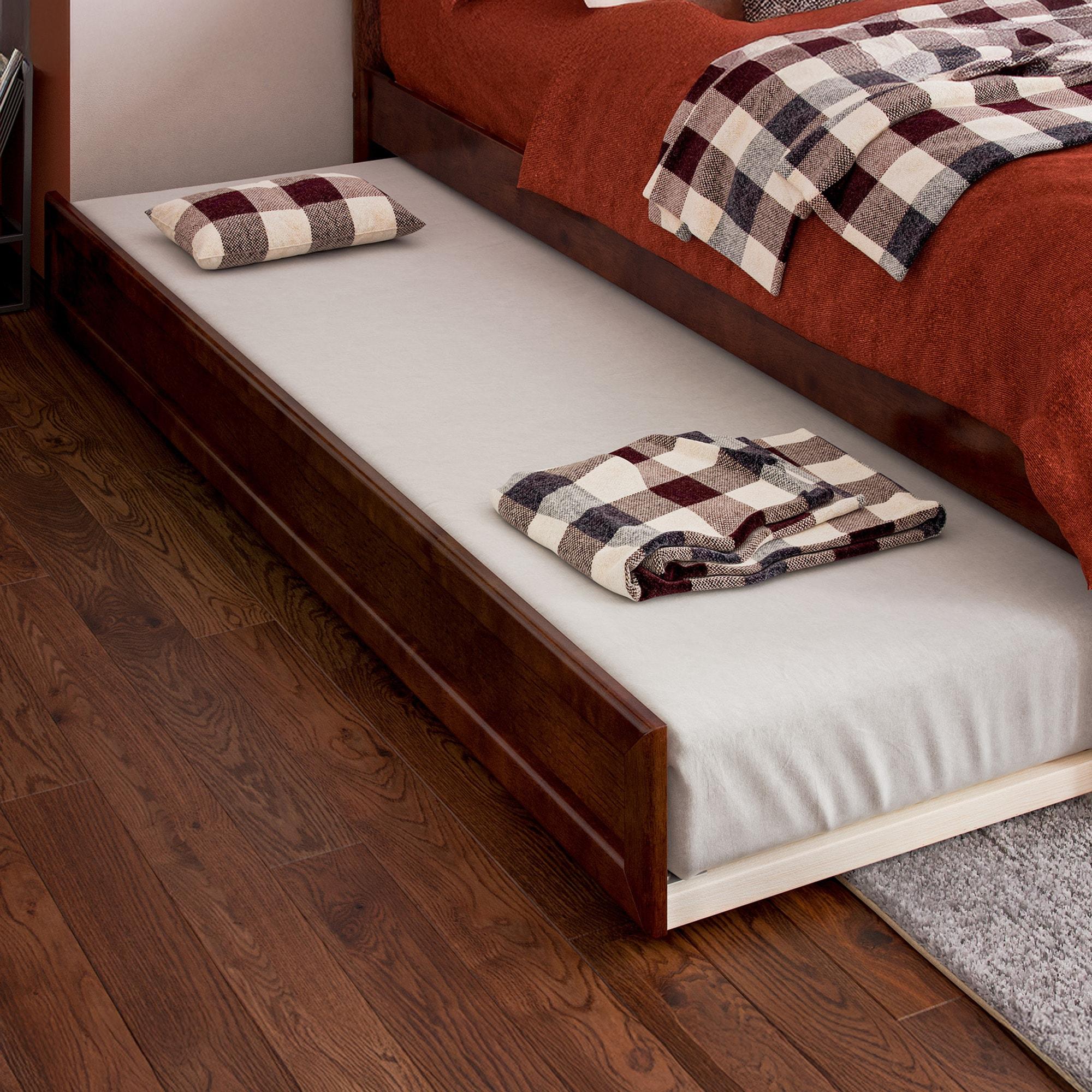 AFI Furnishings Full Panel Platform Bed with Twin Trundle in Walnut