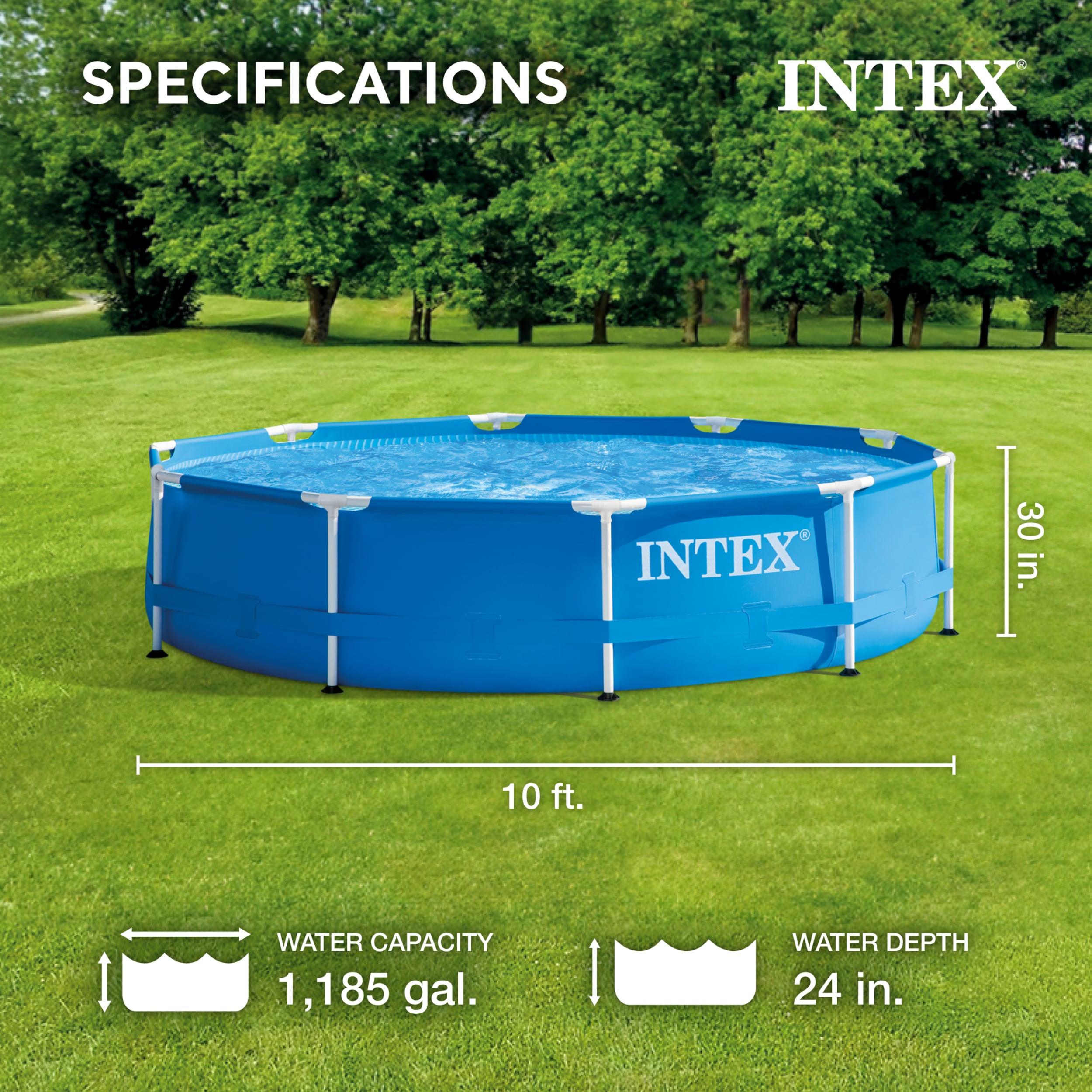 Intex Intex Round Metal Frame Outdoor Backyard Above Ground Swimming Pool
