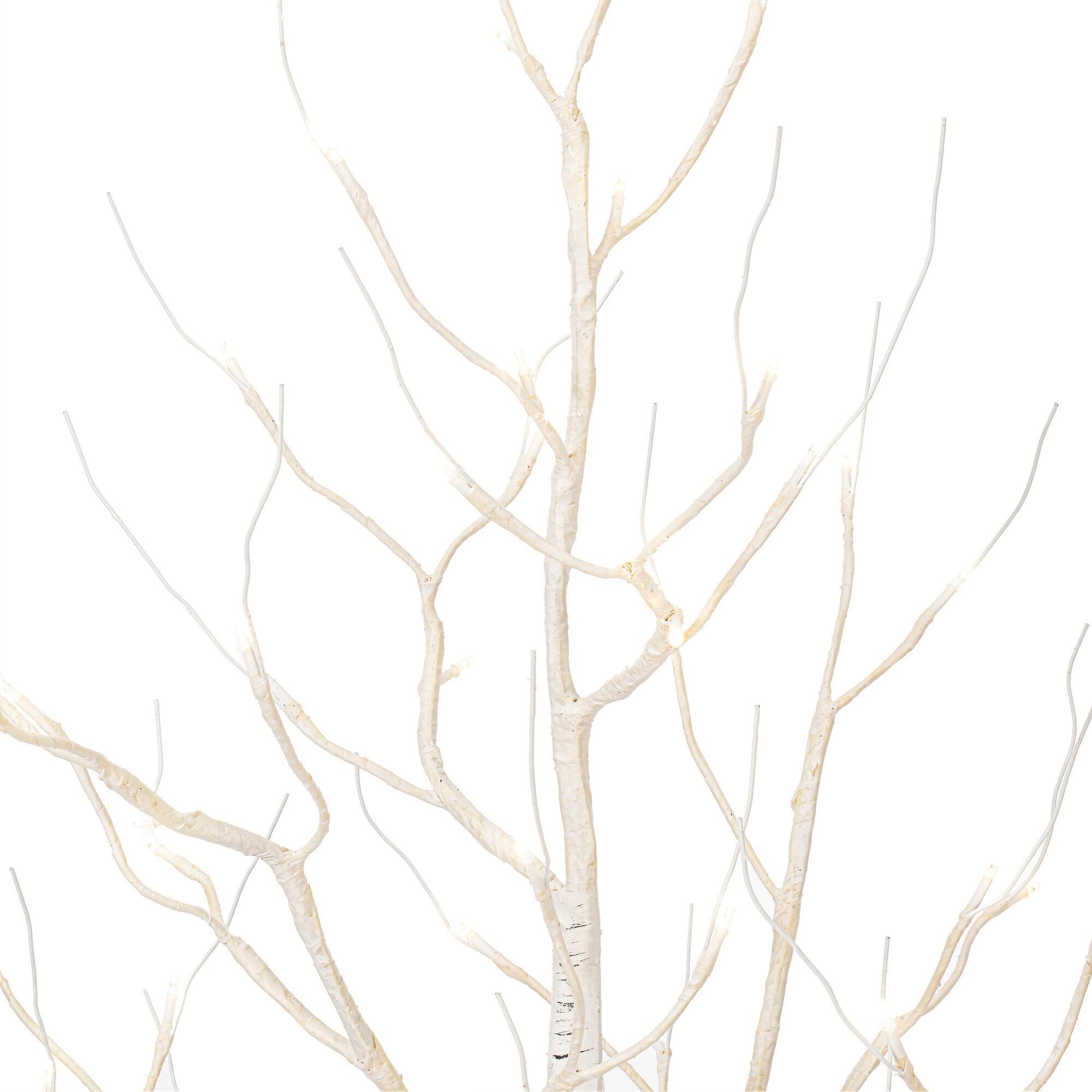 Vickerman 4' White Birch Twig Tree, Warm White 3mm Wide Angle LED lights.