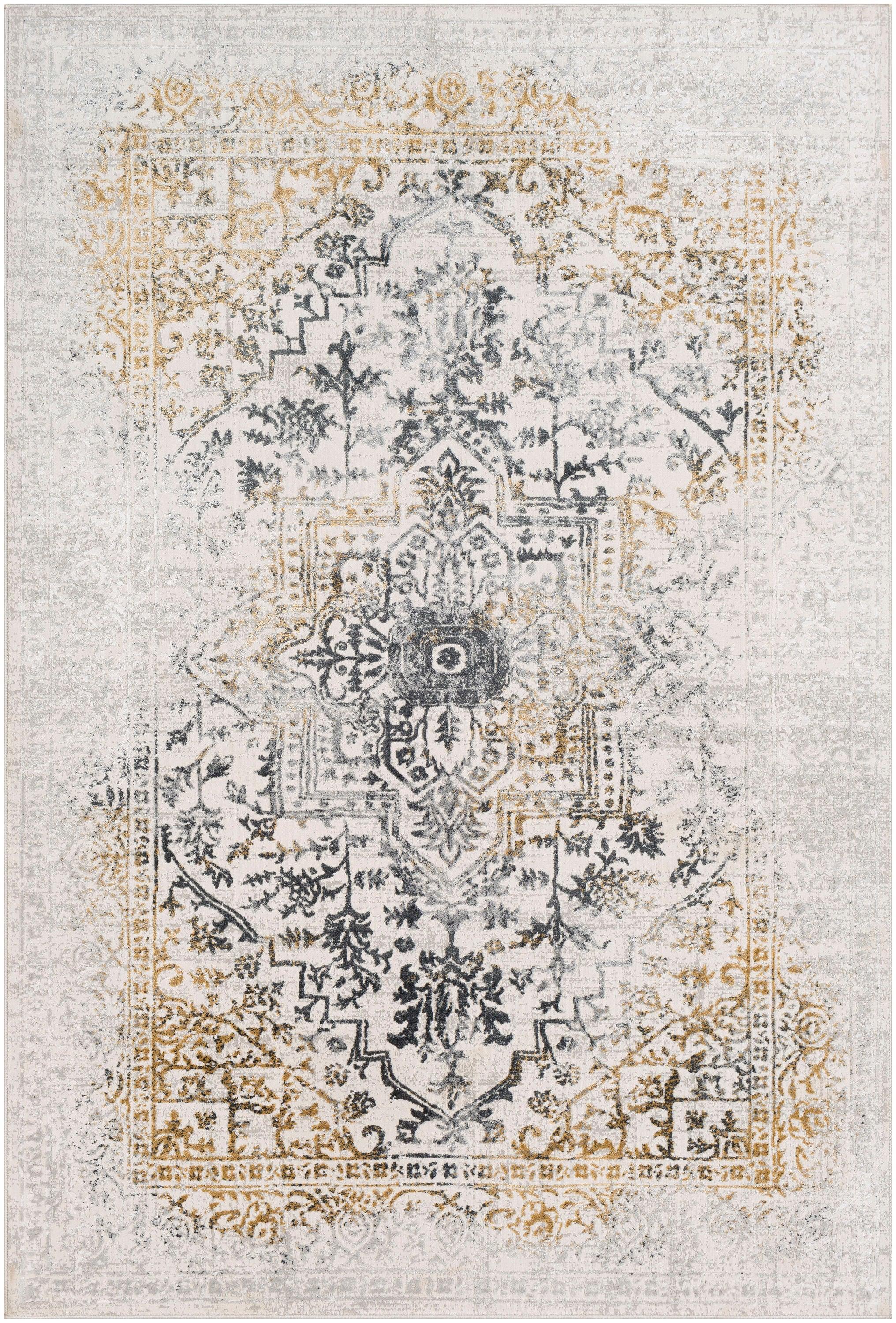 Luxurious Gray Viscose Rectangular Area Rug, 79" x 114"
