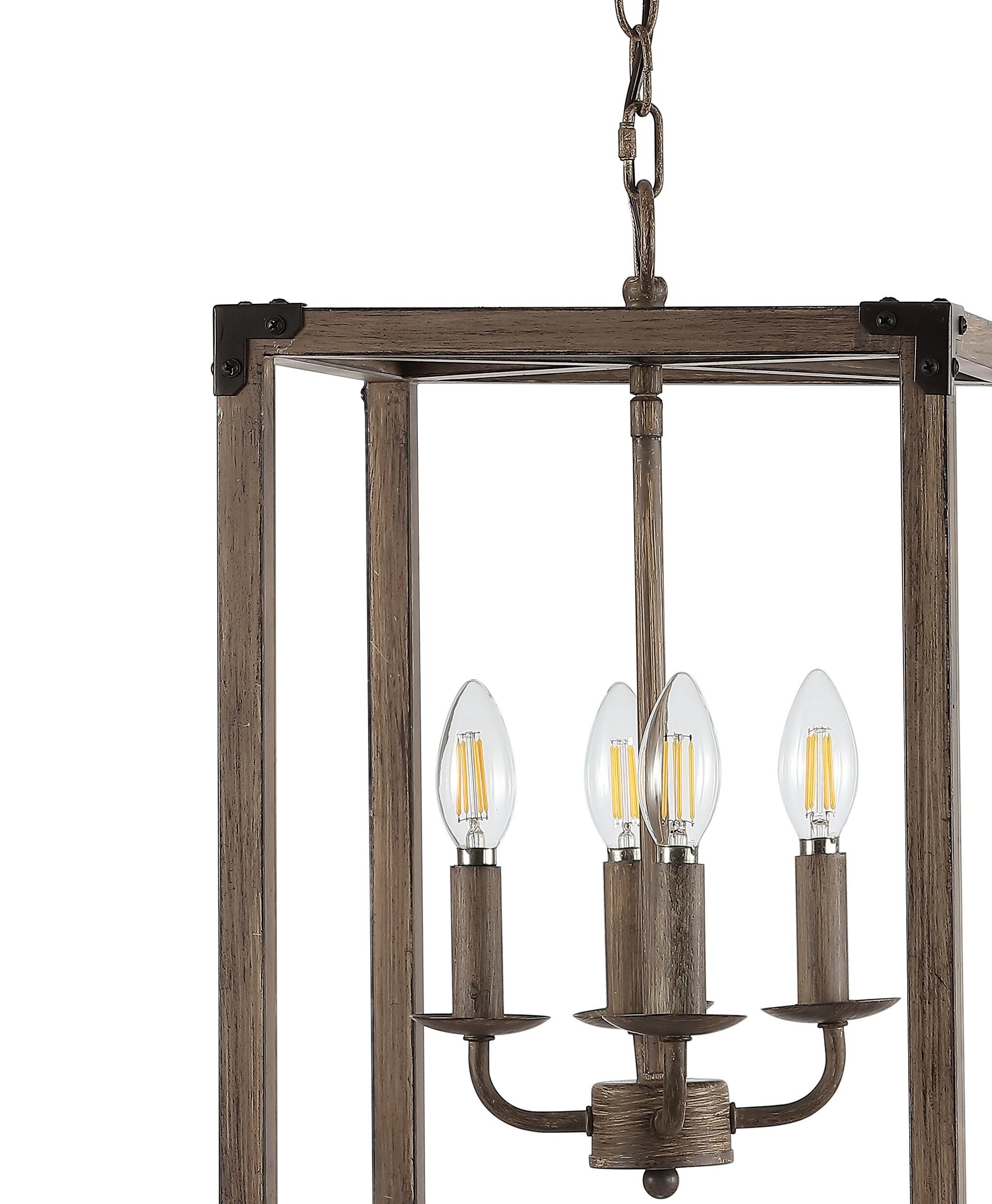 Magnolia 12.13" 4-Light Adjustable Iron Rustic Farmhouse LED Pendant, Brown
