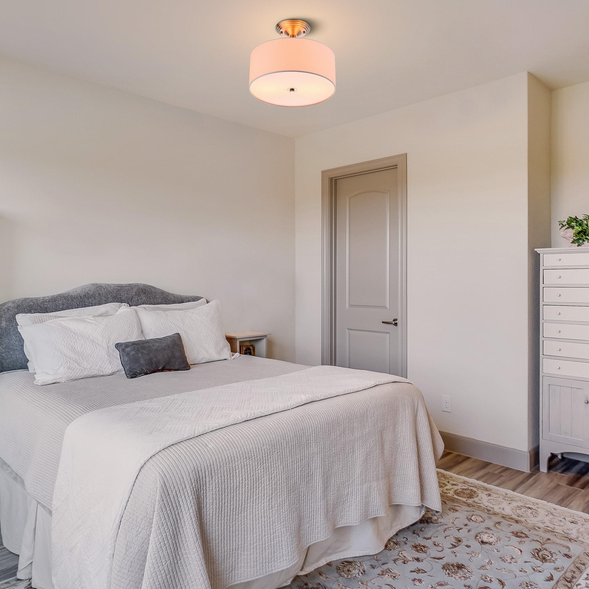 Progress Lighting, Inspire Collection, 2-Light Semi-Flush, Brushed Nickel, Etched Glass with Summer Linen Shade