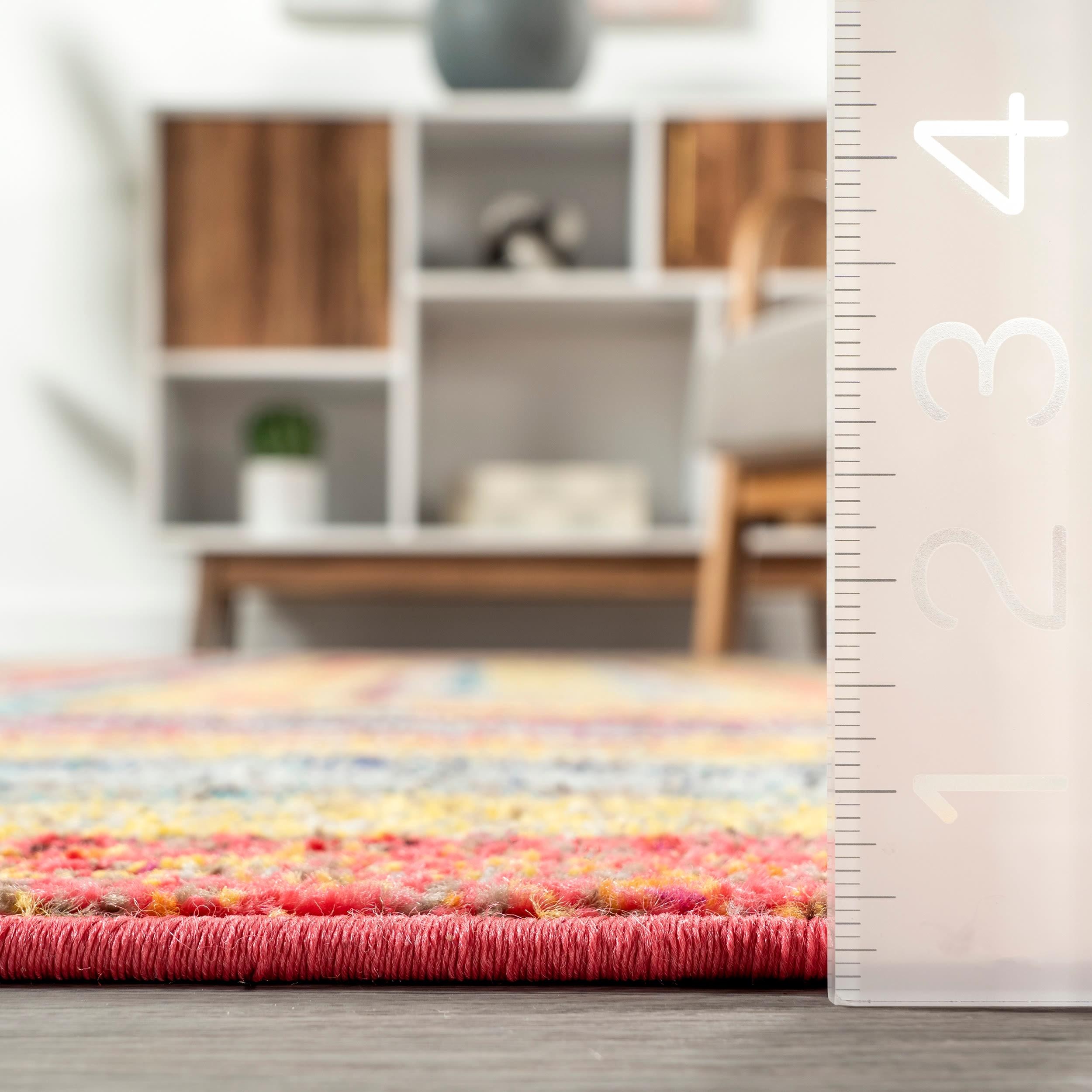 nuLOOM 5'x8' Hargis Labyrinth Area Rug Red/Pink: Contemporary Indoor Low Pile, Stain & Fade-Resistant Rug