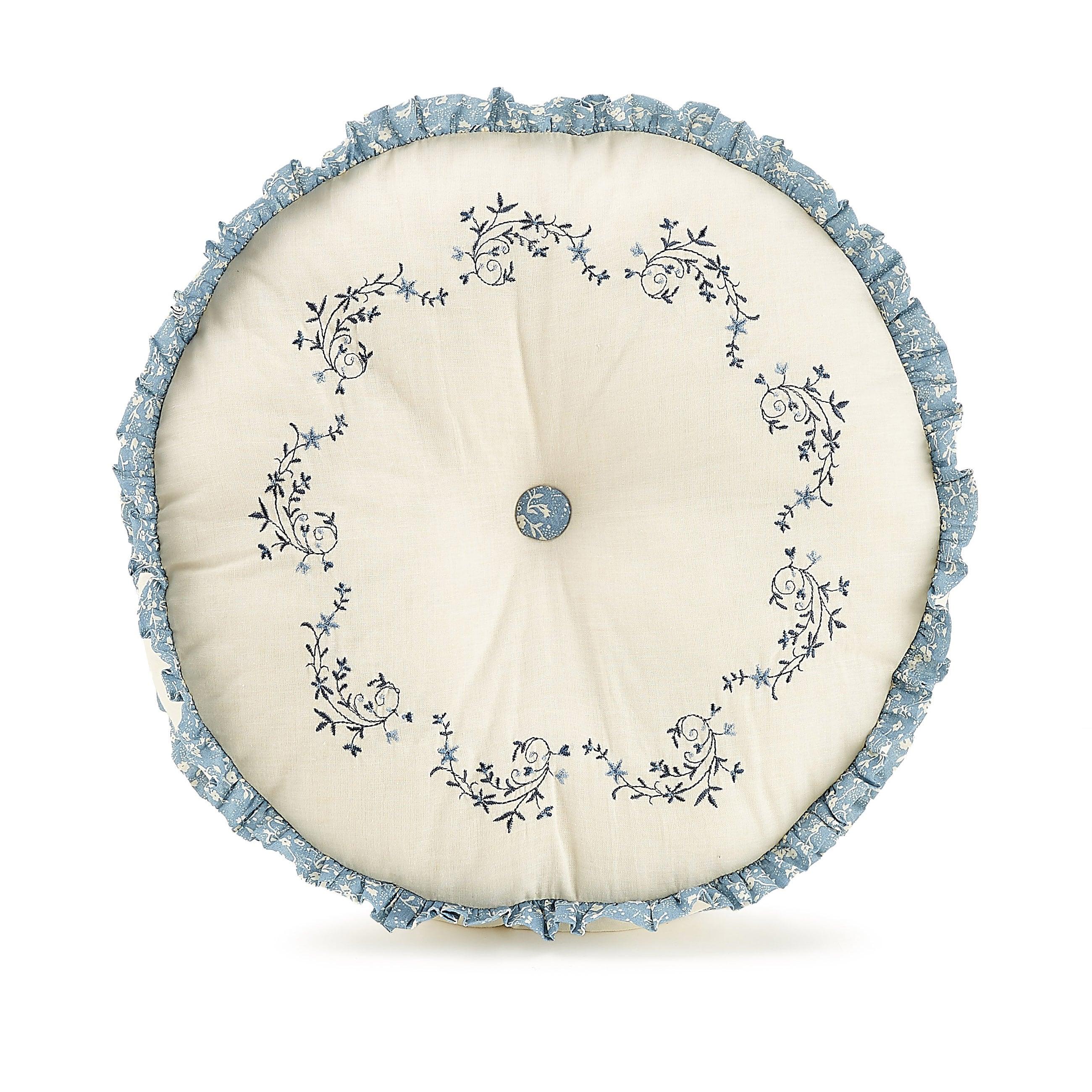 Simona Embroidered Round Pillow