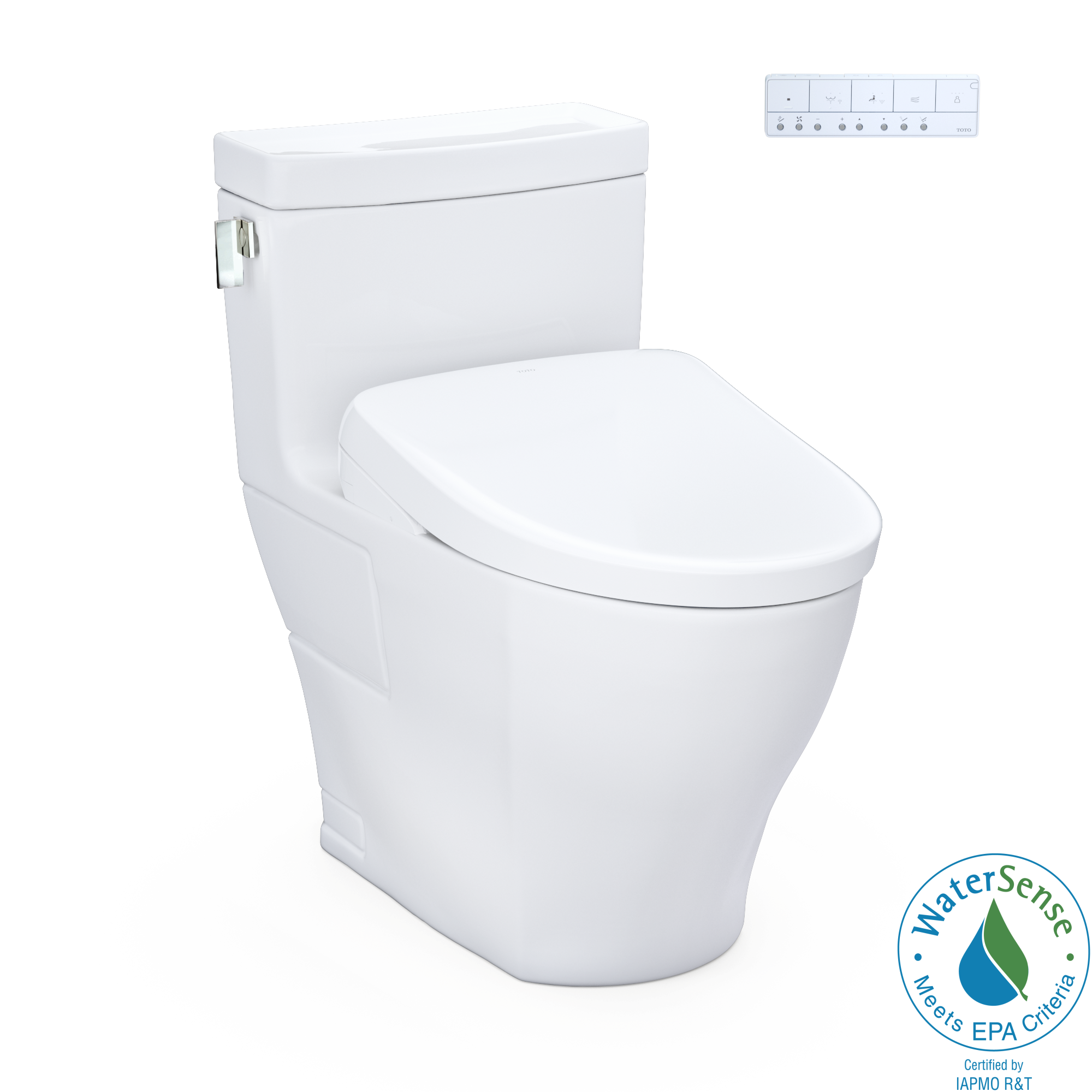 Cotton White Elongated Free Standing High Efficiency Toilet with Bidet Seat