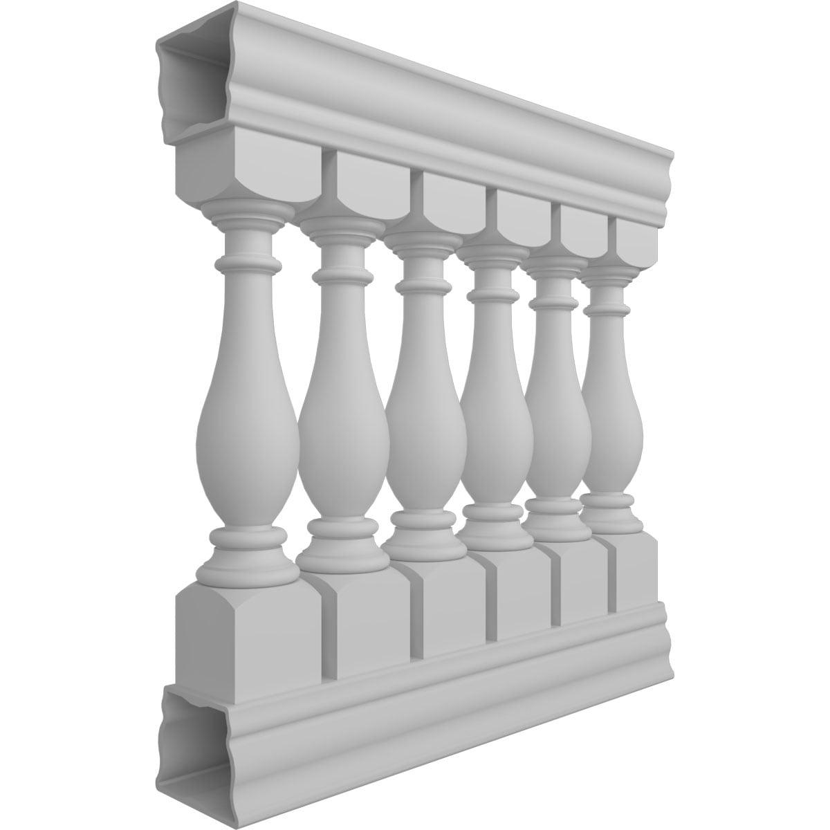Ekena Millwork 40"H x 3'L Fiberthane Legacy Unassembled Balustrade Railing Kit, Style D (6 1/4" On-Center Spacing to Pass 4" Sphere Code)