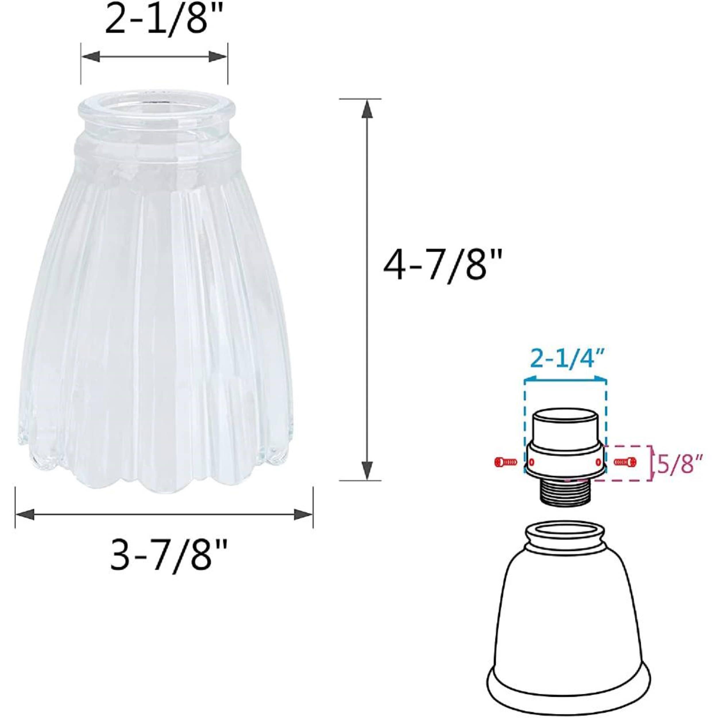 Aspen Creative Corporation 4.875-in x 3.875-in Bowl Clear Textured glass Ceiling fan light shade with 2-1/8-in Fitter (Setscrew Fitter)