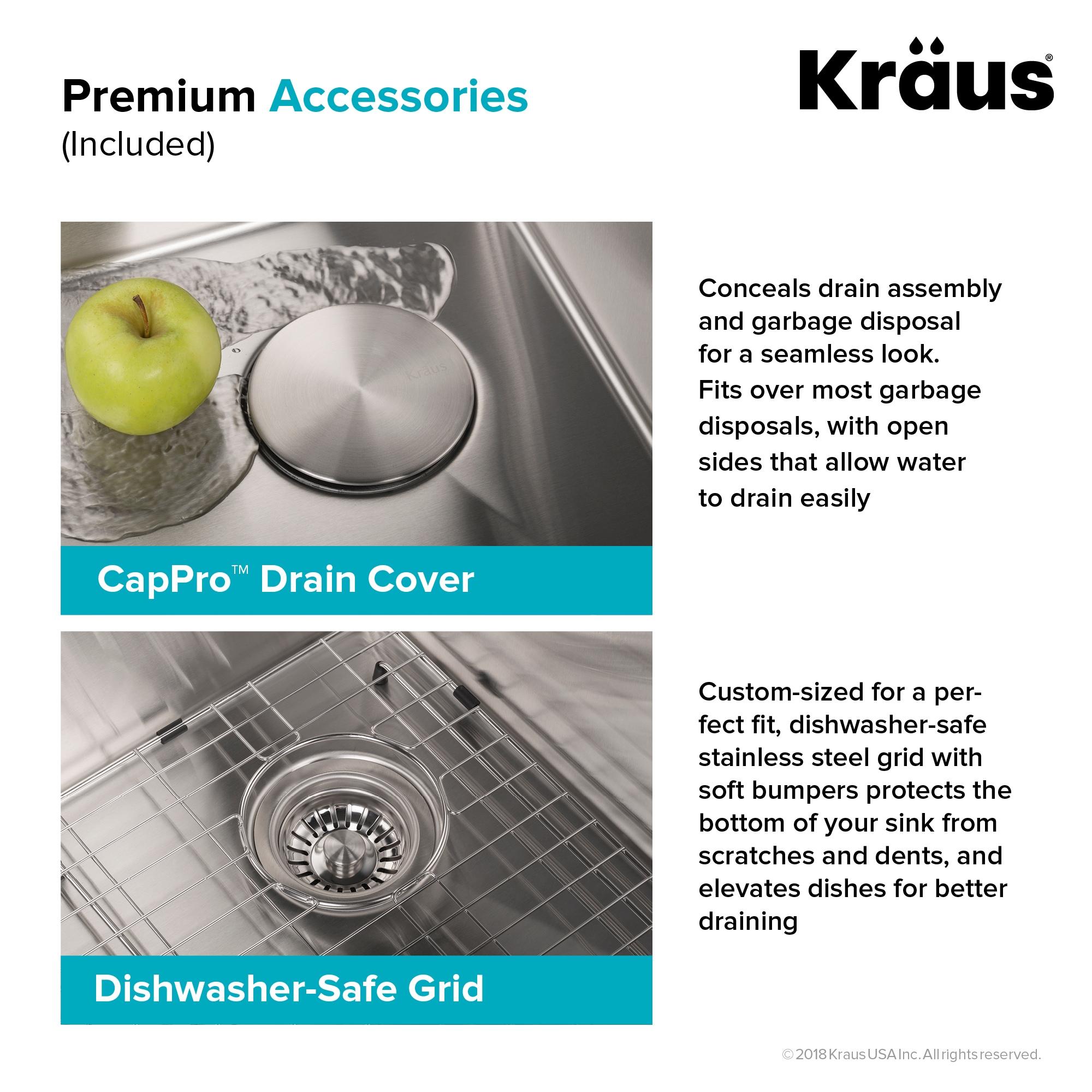 KRAUS Standart Pro Apron Front Farmhouse 16 Gauge Single Bowl Stainless Steel Kitchen Sink