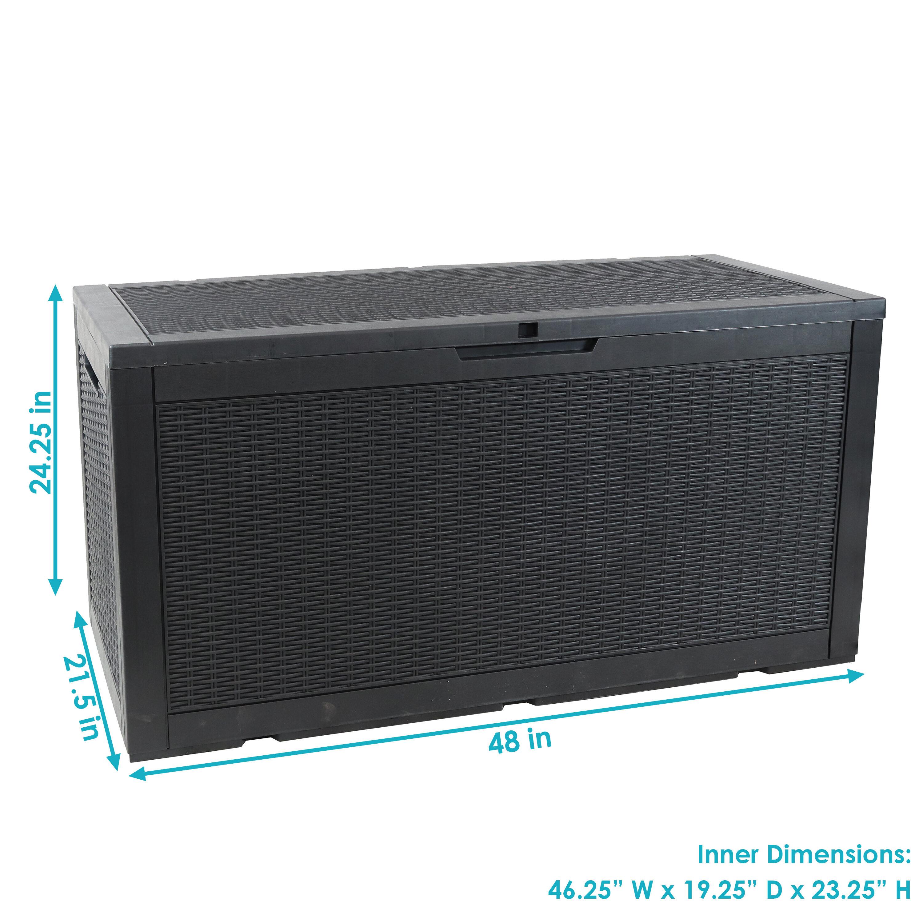 Sunnydaze Outdoor Deck and Patio Storage Box with Rattan Design - 100 Gal. - Phantom Gray