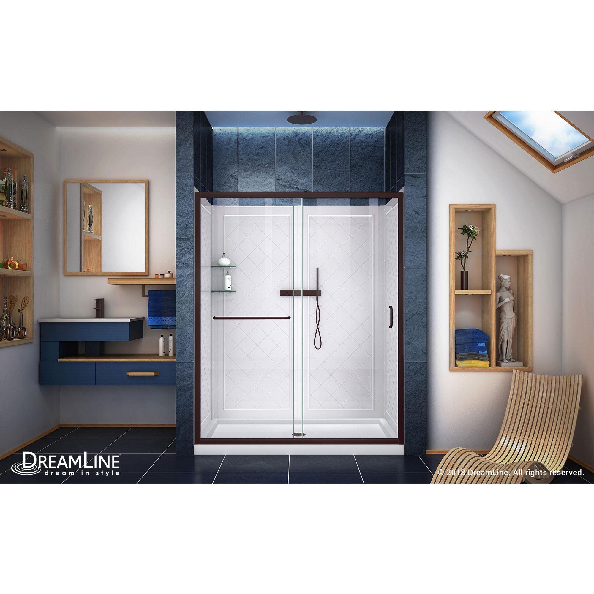 Infinity-Z 0" x 76.75" W Double Sliding Semi-Frameless Shower Enclosure