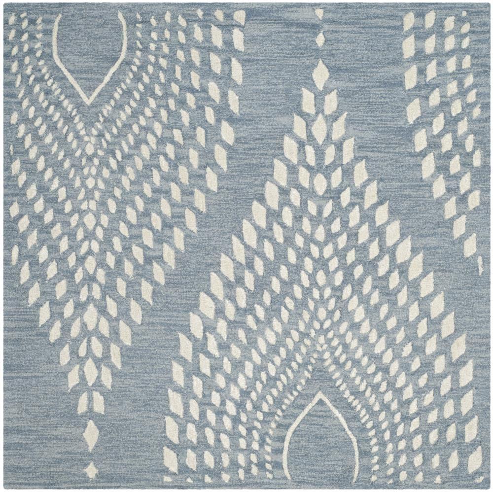 Bella BEL126 Hand Tufted Area Rug - Blue/Ivory - 5'x5' - Safavieh.