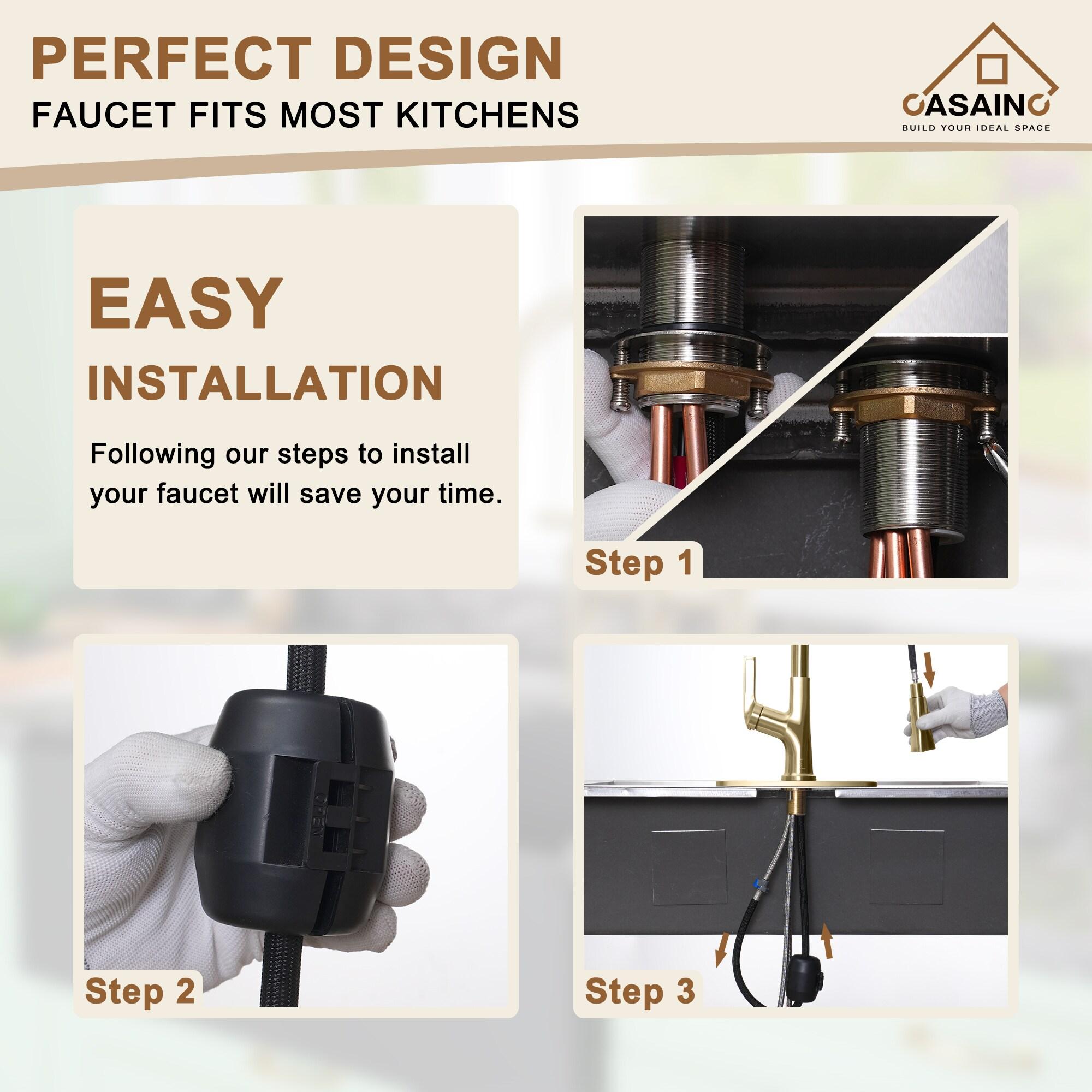 CASAINC CASAINC Single-Handle Pull-Down Kitchen Faucet Single Hole Faucet CA-D4171-BG