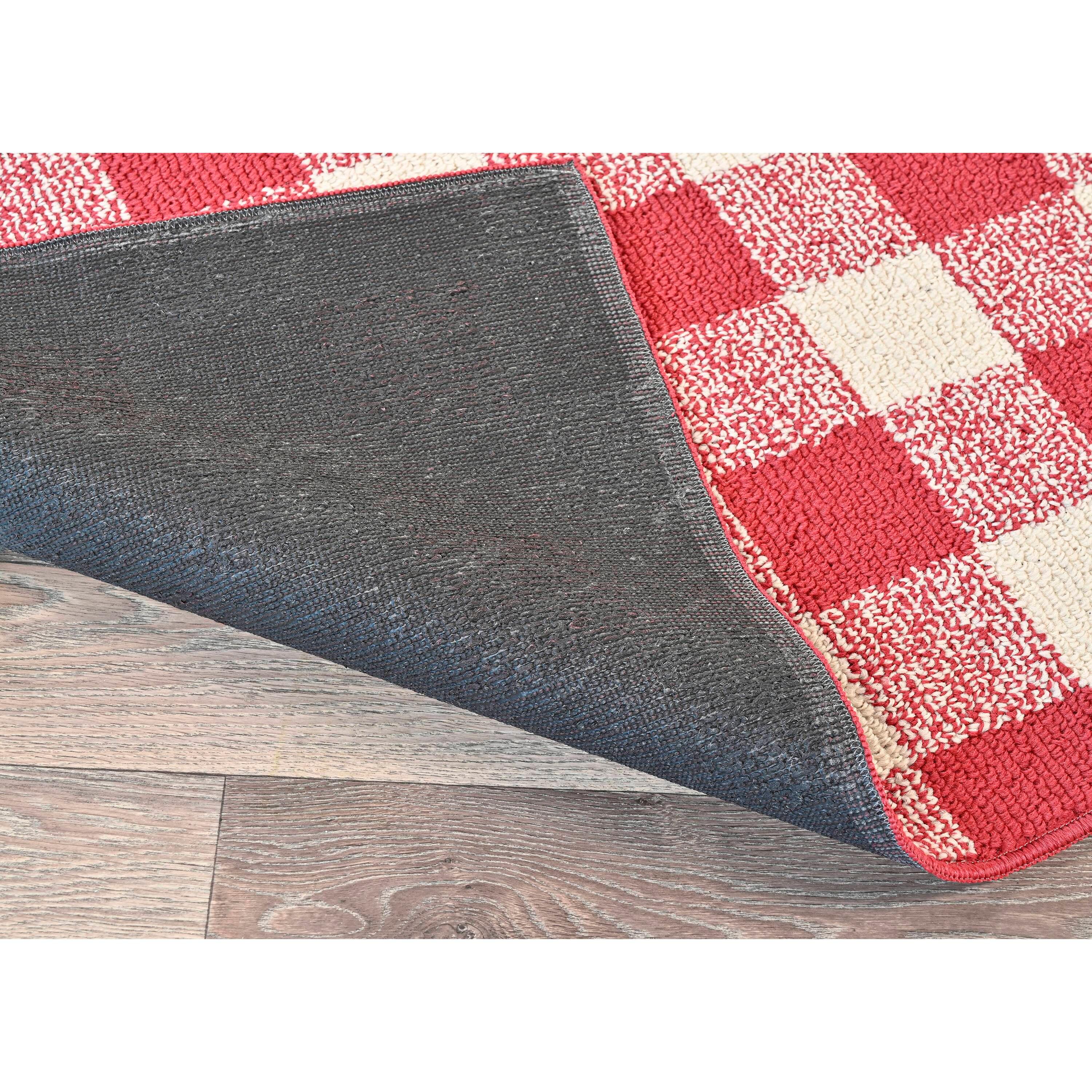 Garland Rug Country Living Buffalo Plaid Polypropylene Chili/Ivory Indoor/Outdoor Area Rug, 5' x 7'