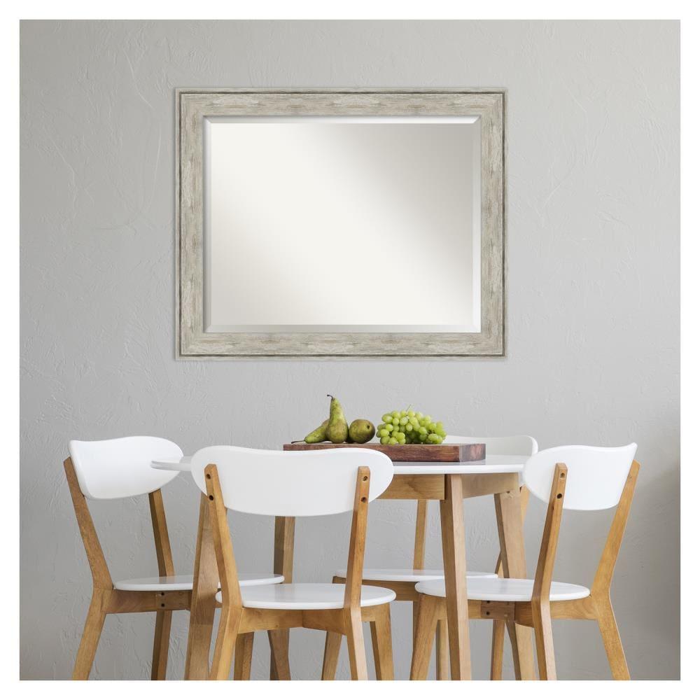 33" x 27" Crackled Framed Bathroom Vanity Wall Mirror Metallic - Amanti Art: Modern Rectangle, Beveled, No Assembly Required