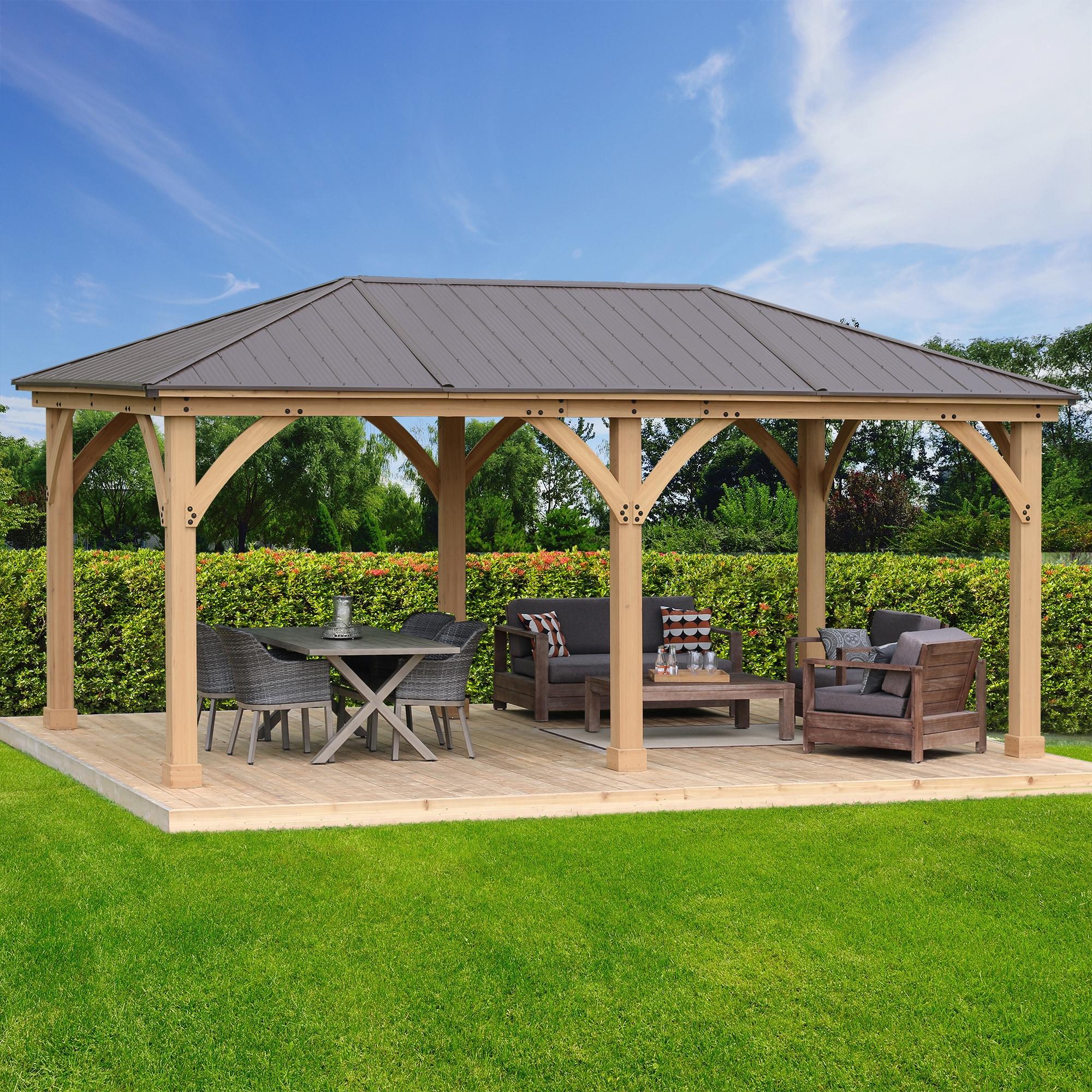 Yardistry Meridian 12 Ft. W x 20 Ft. D Solid Wood Patio Gazebo