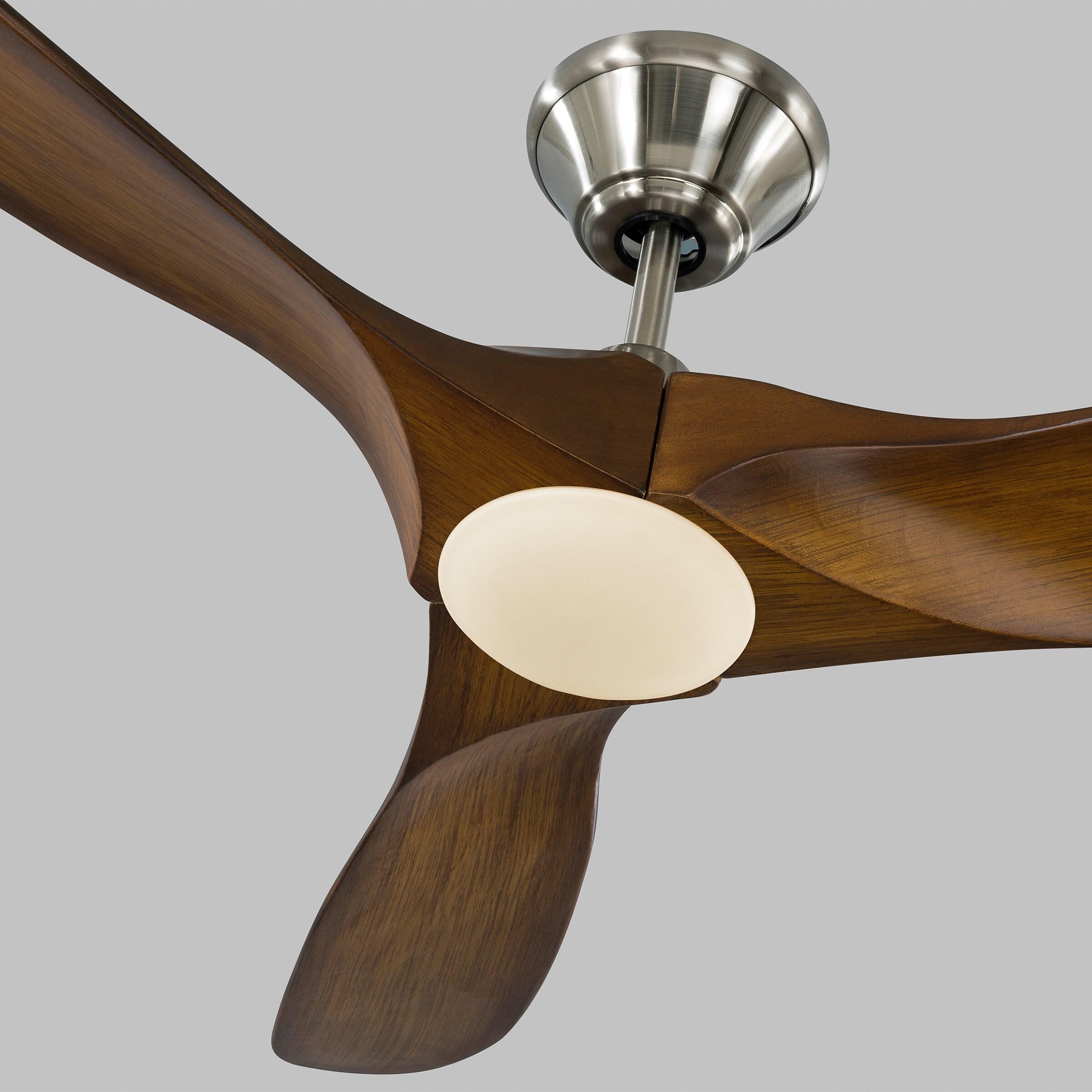 52-Inch Brushed Steel and Walnut LED Ceiling Fan