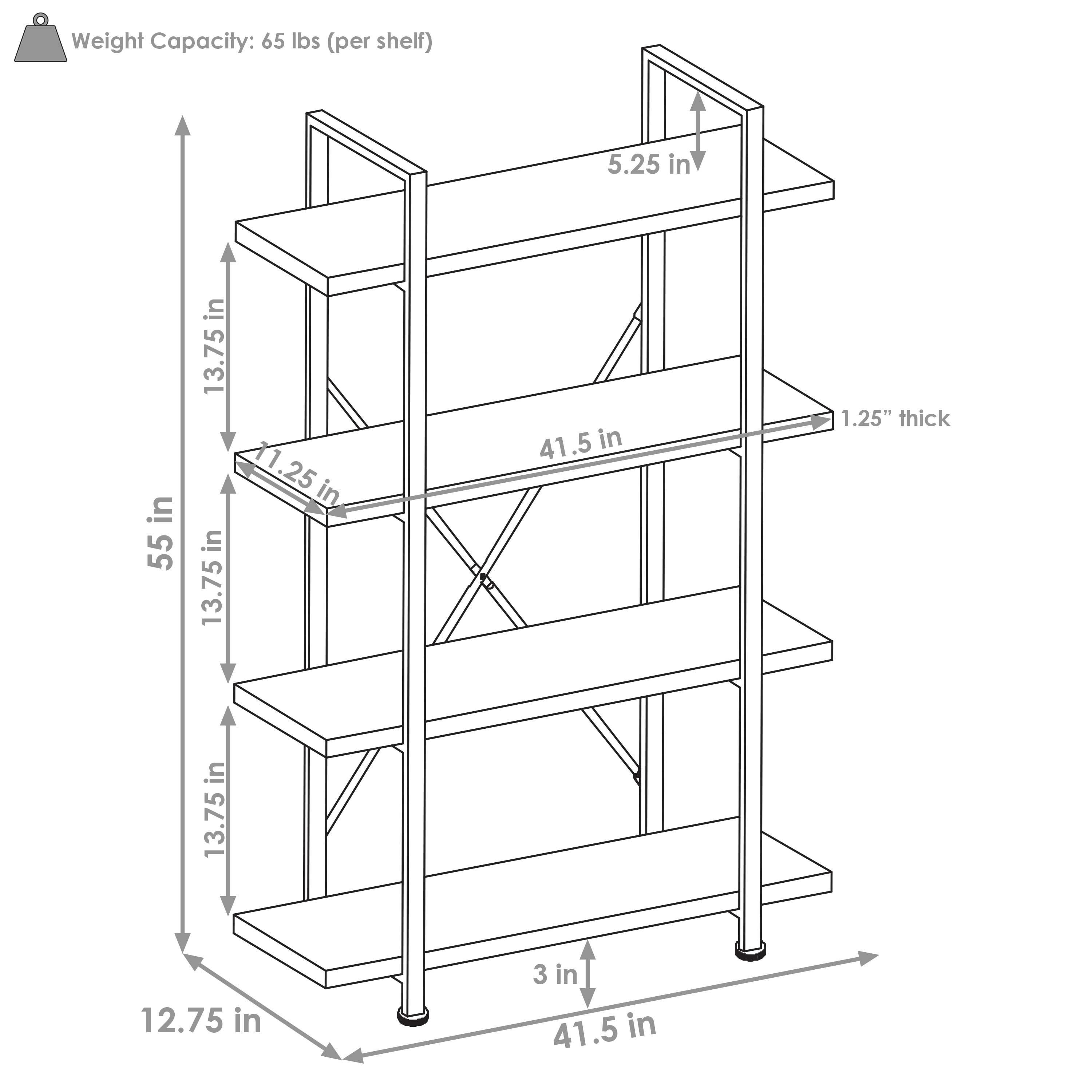 Sunnydaze 4 Shelf Industrial Style Freestanding Etagere Bookshelf with Wood Veneer Shelves - Oak Gray Veneer