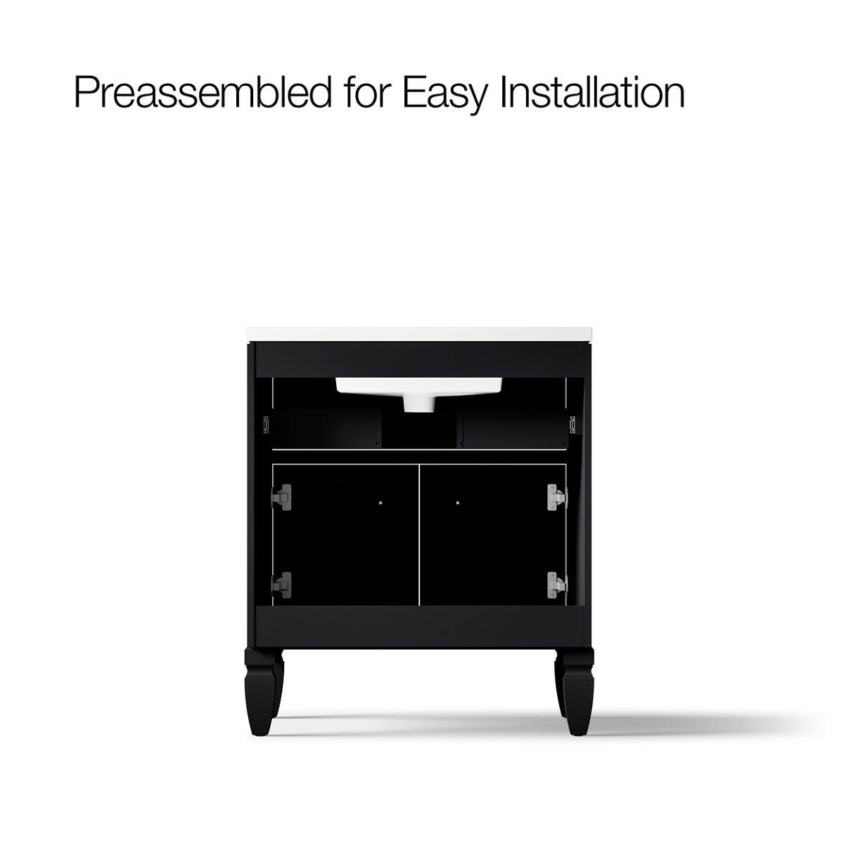 Hearthaven 30'' Free Standing Single Bathroom Vanity Cabinet with Sink and Quartz Top
