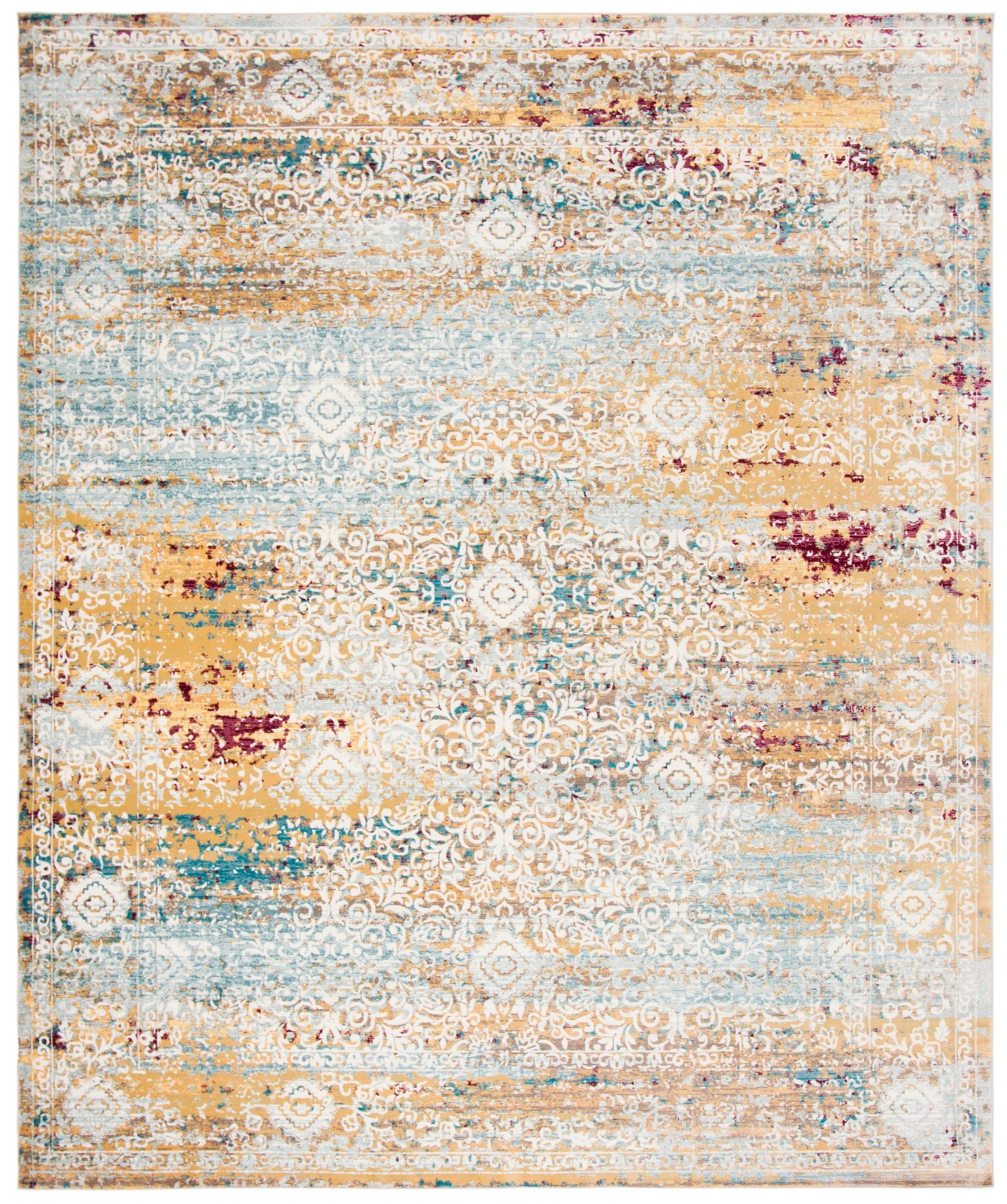 Aria ARA183 Power Loomed Area Rug - Yellow/Cream - 8'x10' - Safavieh.