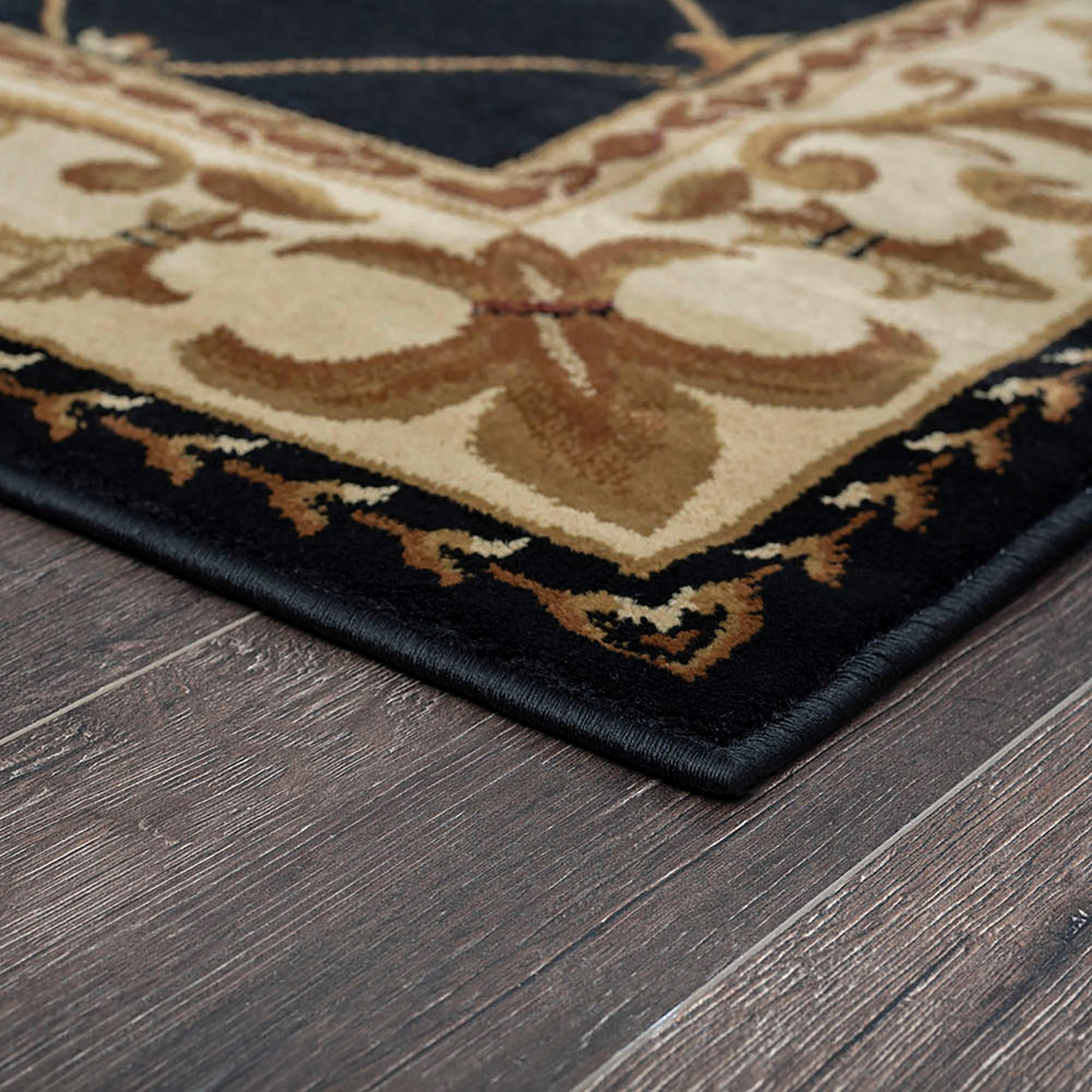 Tayse Sensation Area Rug SNS4883 Traditional Black Swirls Lines 2' 3" x 10' Rectangle