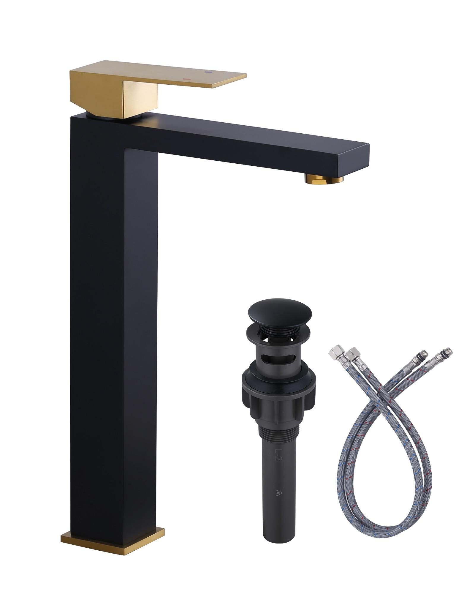 High Arc Single Handle Single Hole Bathroom Faucet With Drain Kit
